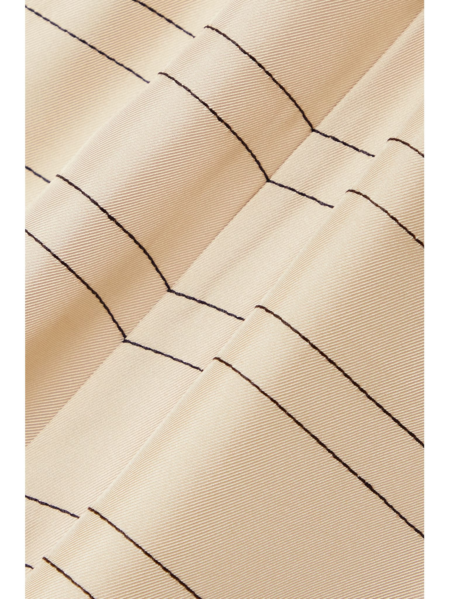 Embroidered silk-twill shorts Ivory - 5