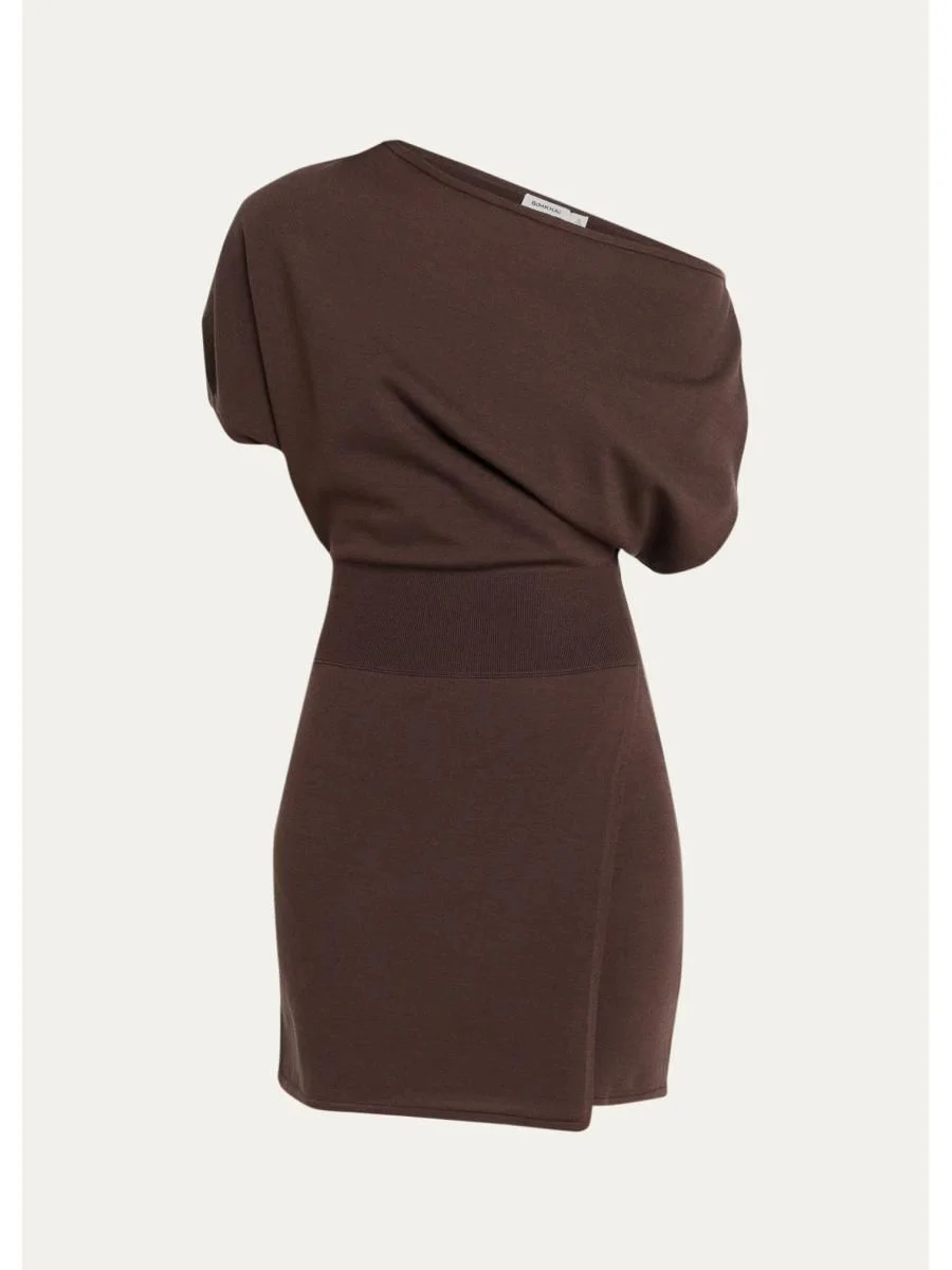 Shania Asymmetric Wool Mini Dress - 1
