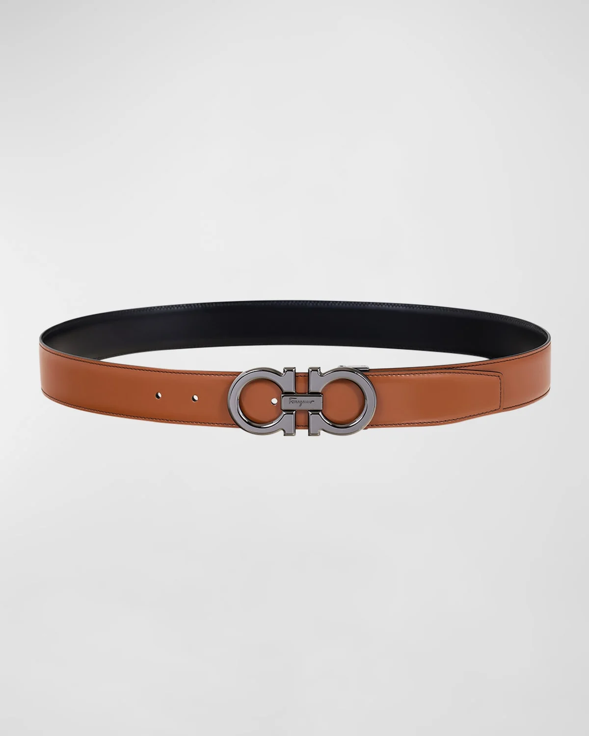 Men's Double Adjustable Leather Gancini Belt - 1