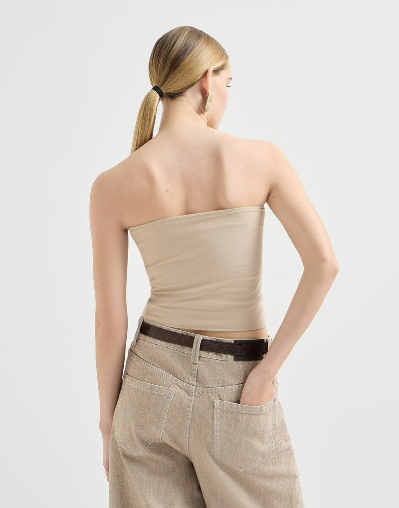Brunello Cucinelli Stretch cotton jersey bandeau top outlook