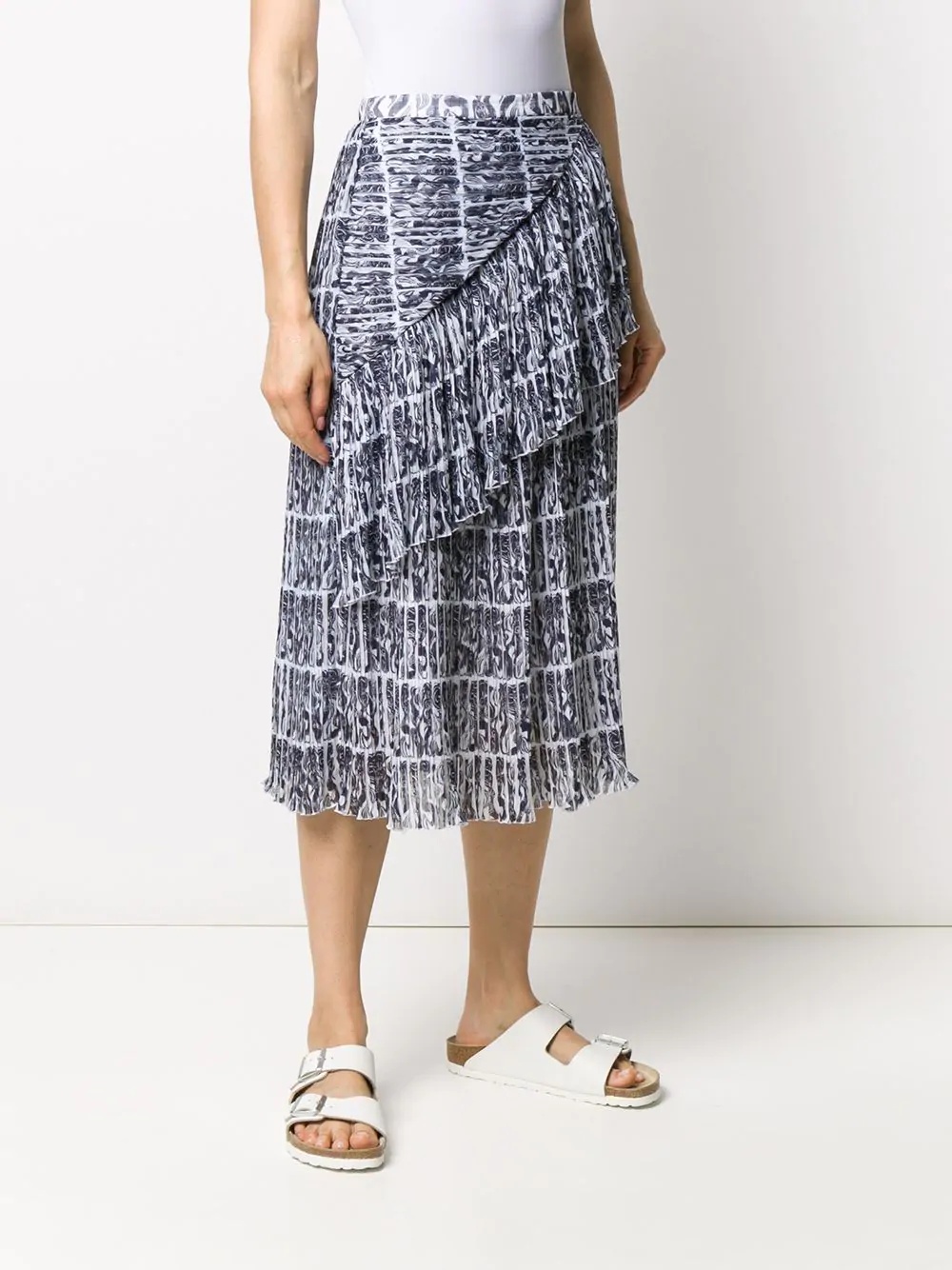 micro pleat draped midi skirt - 3