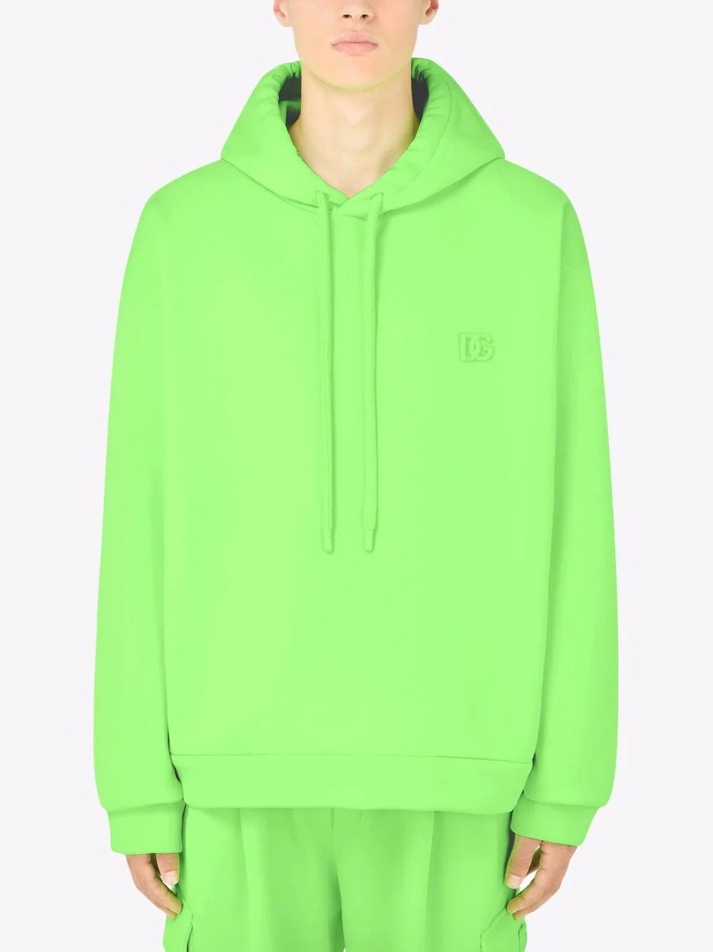 drawstring logo plaque hoodie - 3