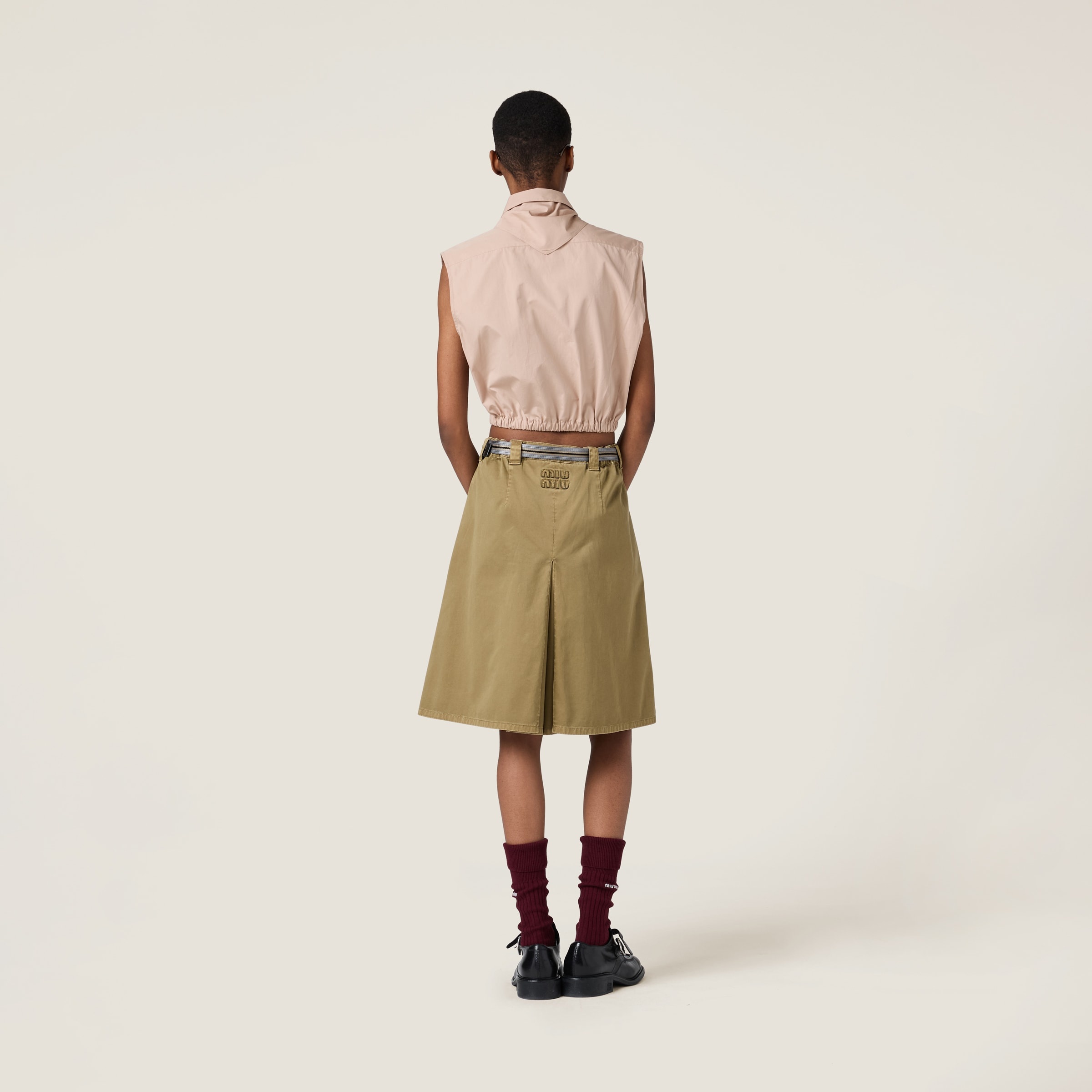 Sleeveless poplin shirt with scarf - 3