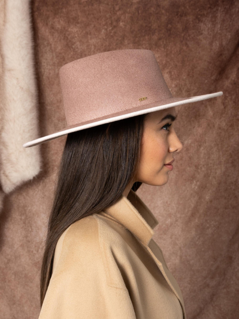 Women's Harlowe Gradient Wool Felt Fedora - Fawn Ivory 3