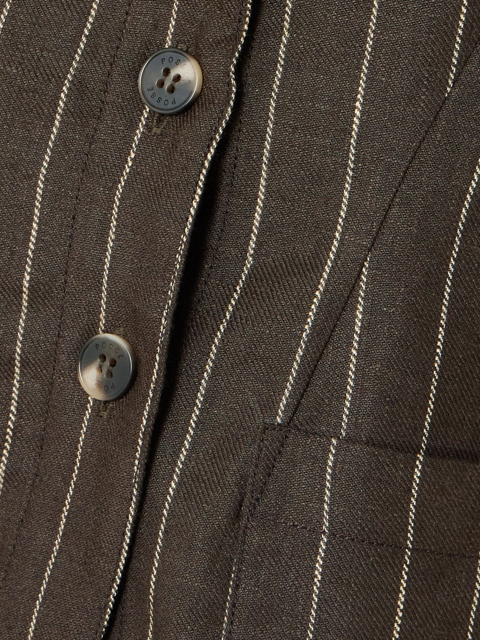 Emma pinstriped linen-twill vest Dark brown - 5