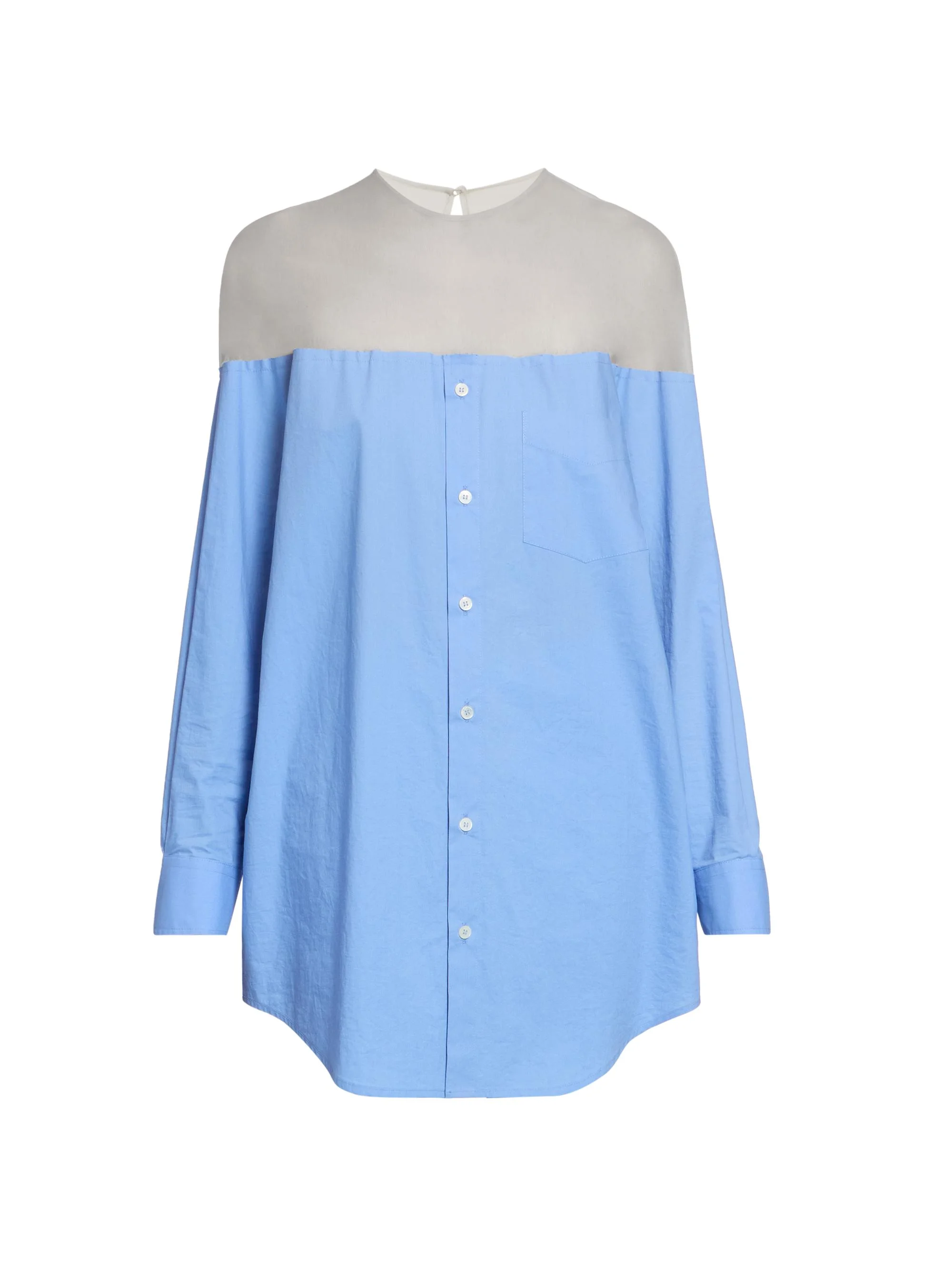 Women's Illusion Oversized Cotton Shirt - Sky Blue - 1