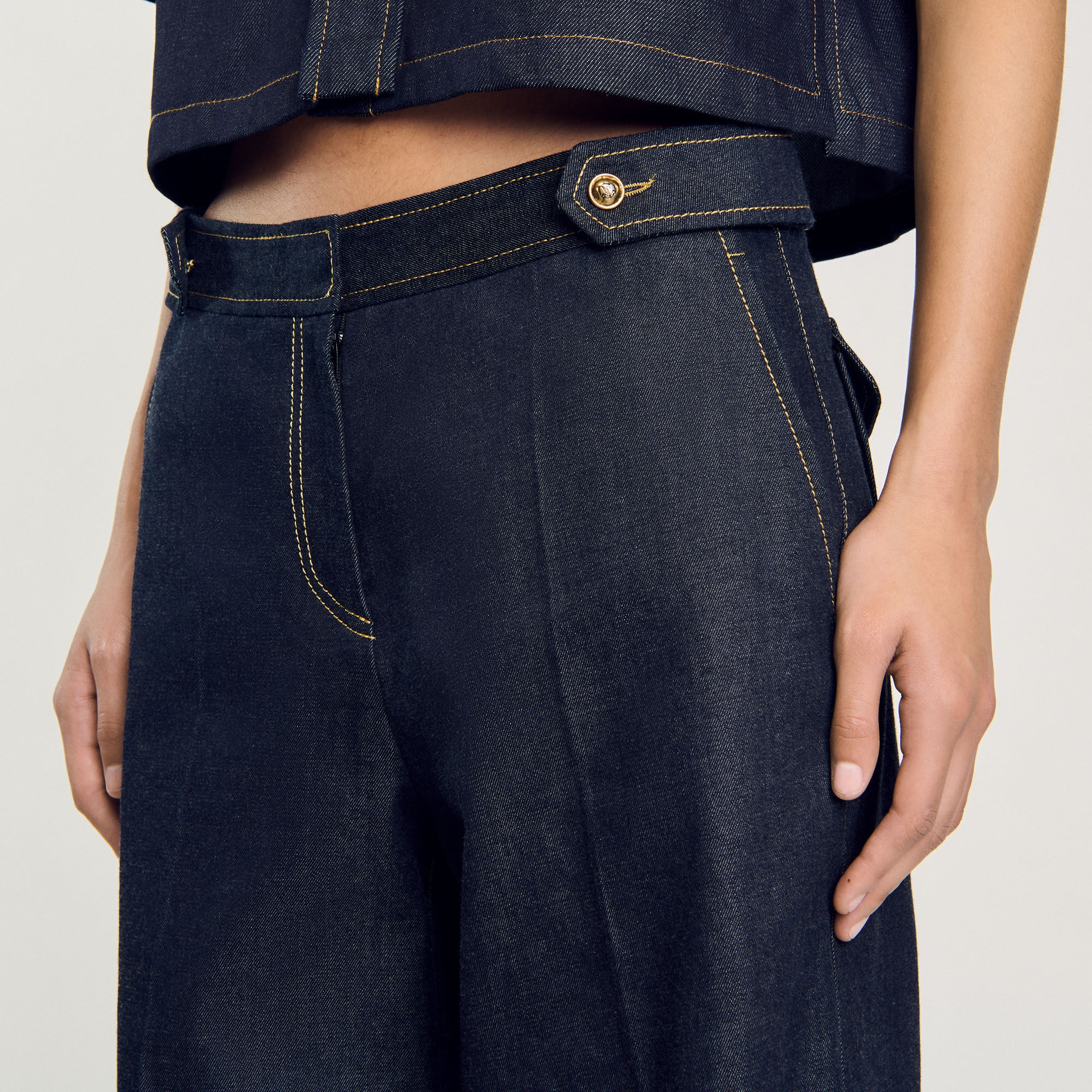 RAW DENIM WIDE-LEG JEANS - 4