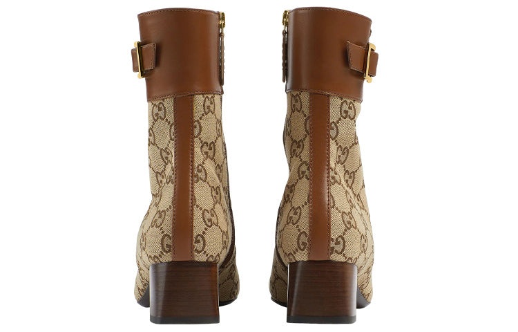 (WMNS) Gucci Ankle boots with GG monogram 'Brown Beige' 700023-21HH0-2582 - 3