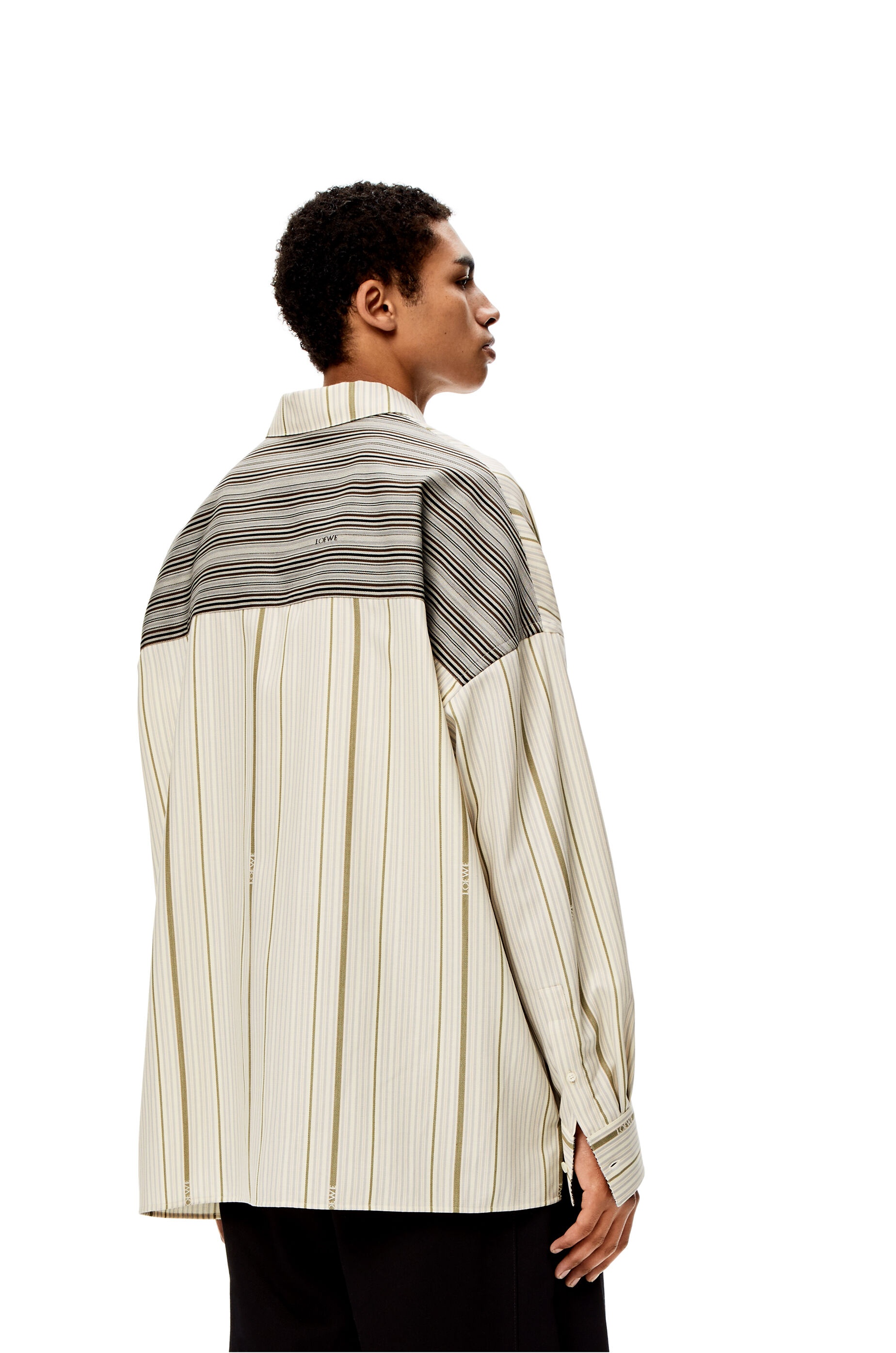 Jacquard stripe shirt in wool and cotton - 4