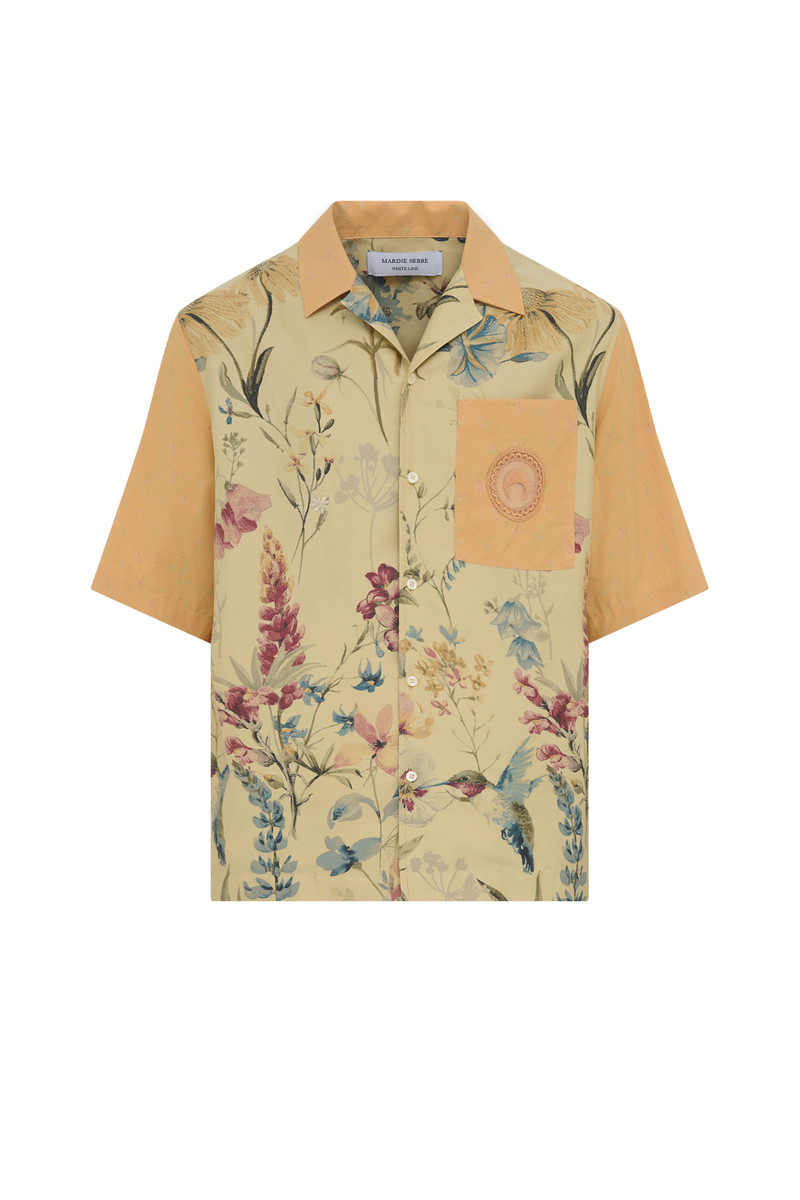 Upcycled Floral Linen Bowling Shirt 1