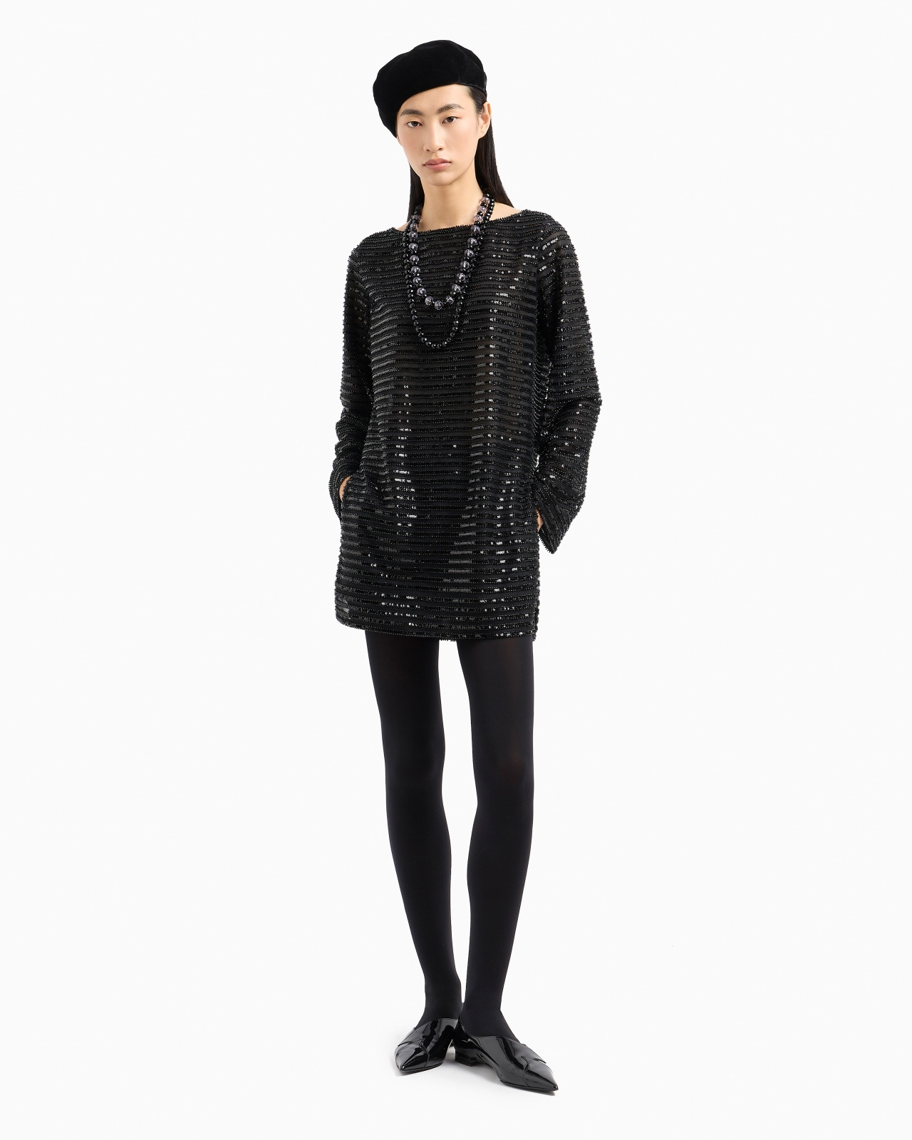 Moon Capsule collection tulle tunic dress with striped sequinned motif - 4