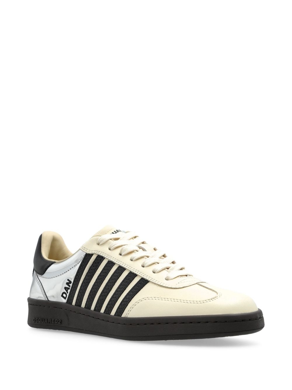 panelled leather sneakers - 2