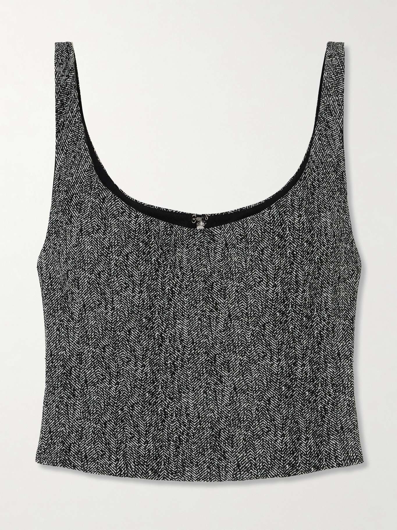 Wells cropped herringbone tweed top - 1