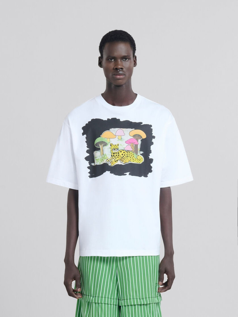 WHITE ORGANIC JERSEY RELAXED-FIT T-SHIRT WITH PRINT 1