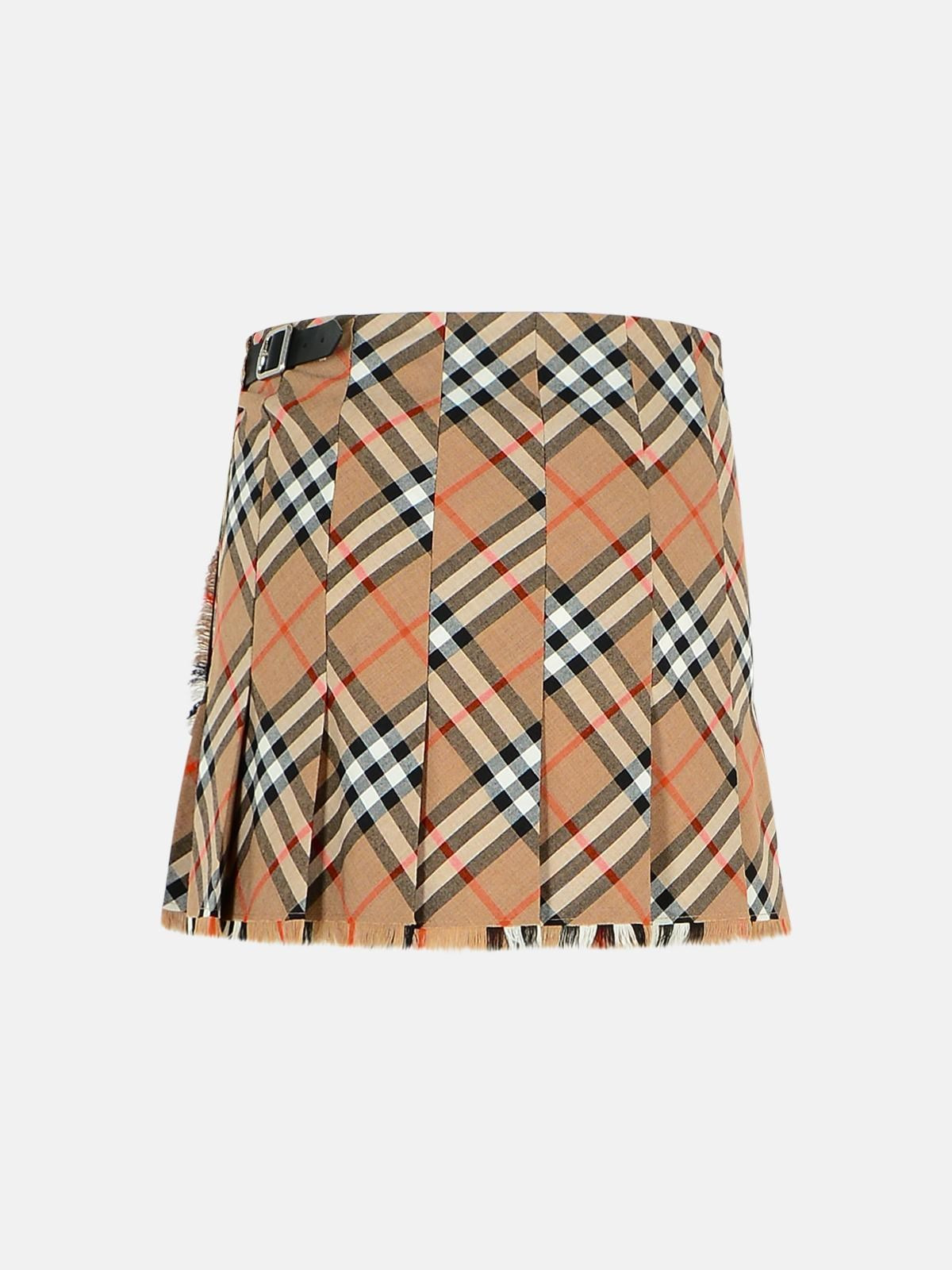'CHECK' BEIGE WOOL BLEND MINISKIRT - 3