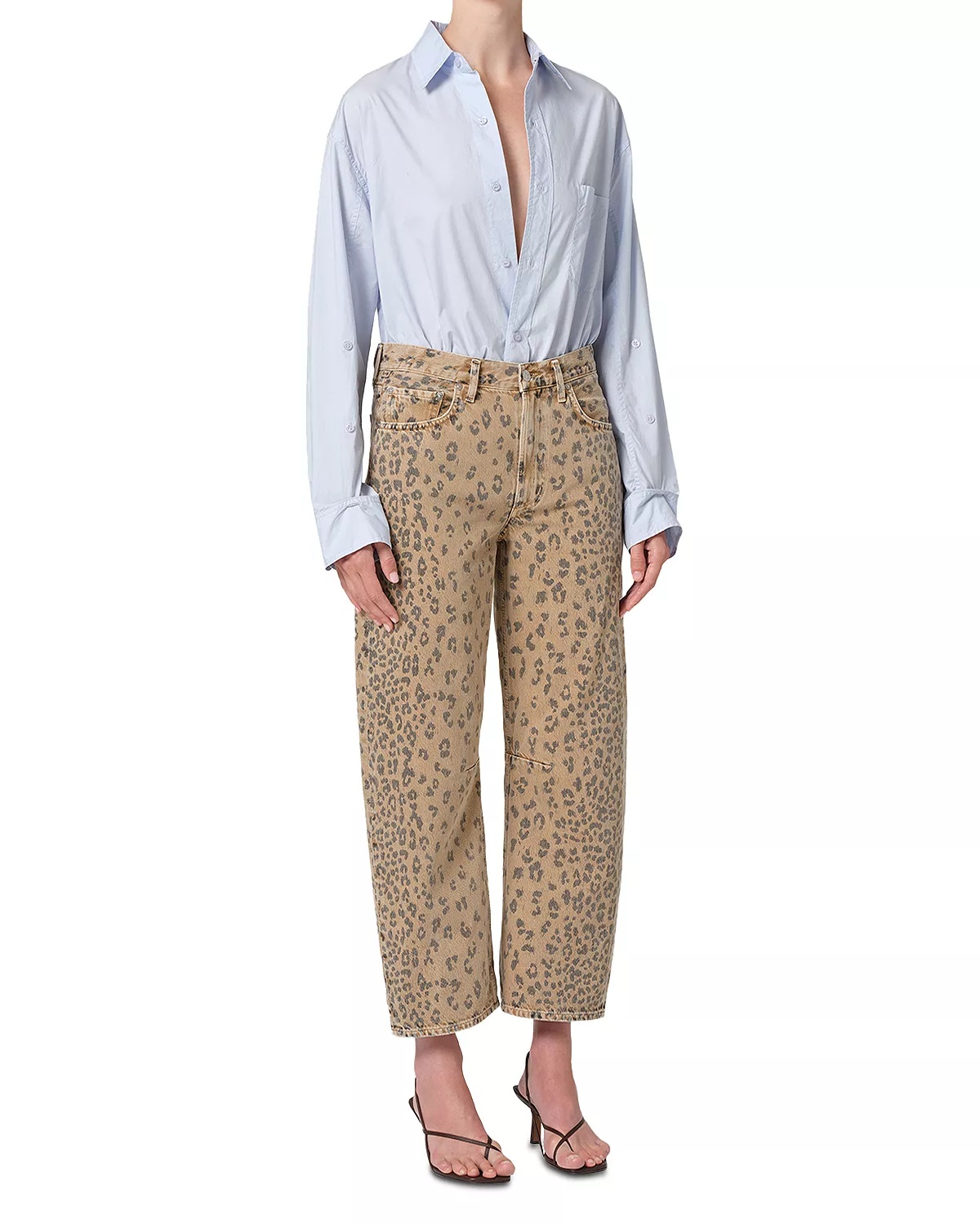 Miro High Rise Relaxed Jeans in Natural Cheetah - 8