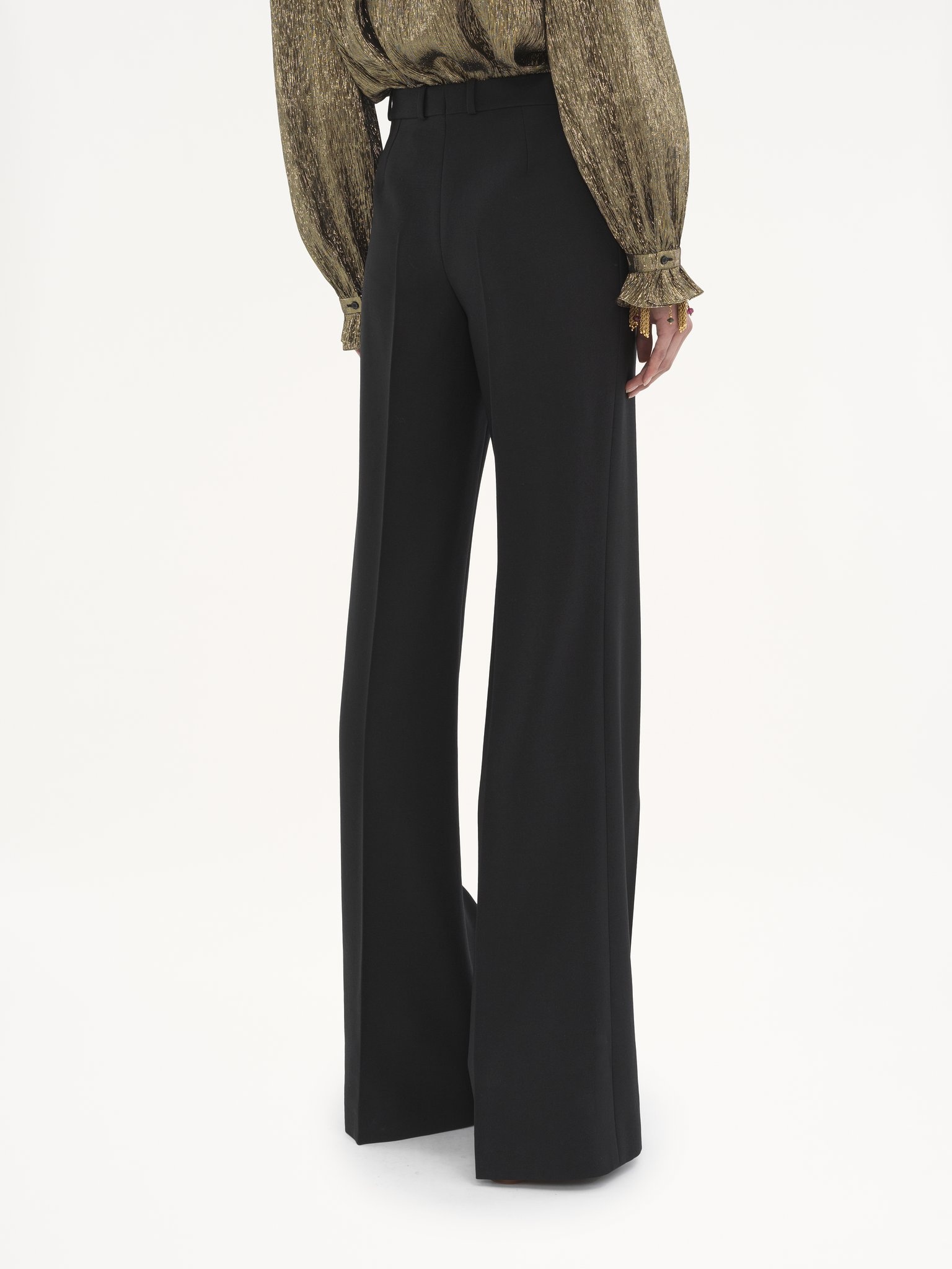FLARED TAILORED PANTS IN WOOL GRAIN DE POUDRE - 5