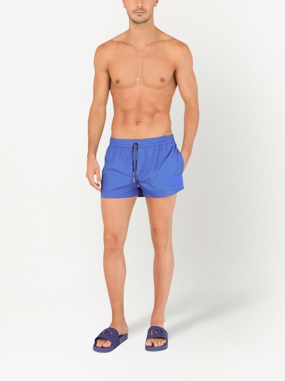 logo-patch drawstring-waist short swim shorts - 2