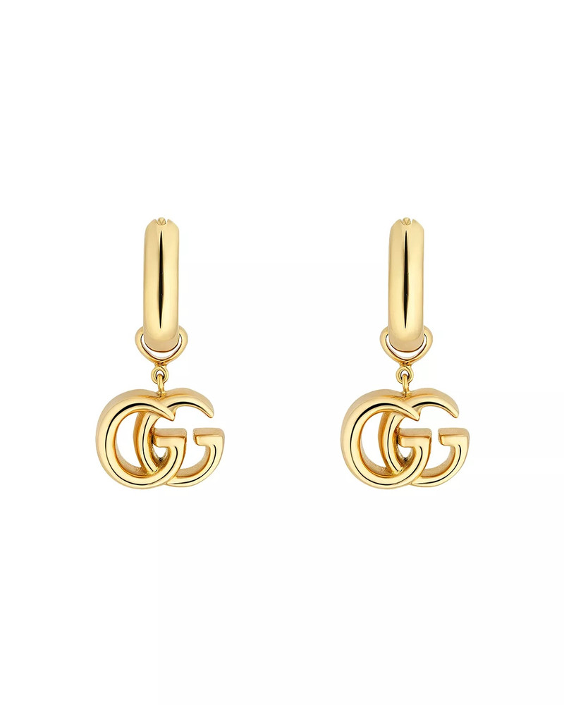18K Yellow Gold Running GG Logo Huggie Hoop Earrings 1