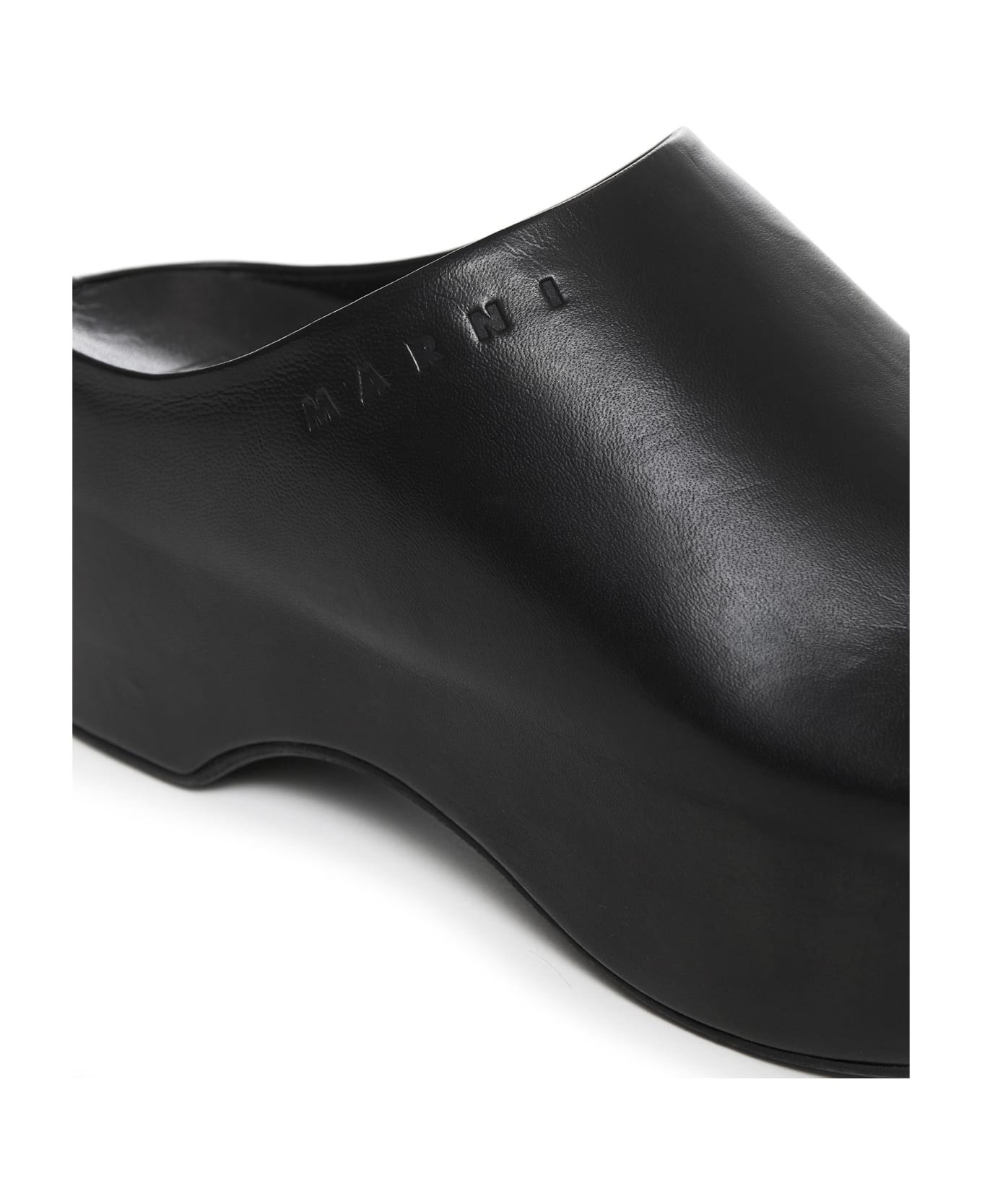 Black Nappa Leather Mules - 3