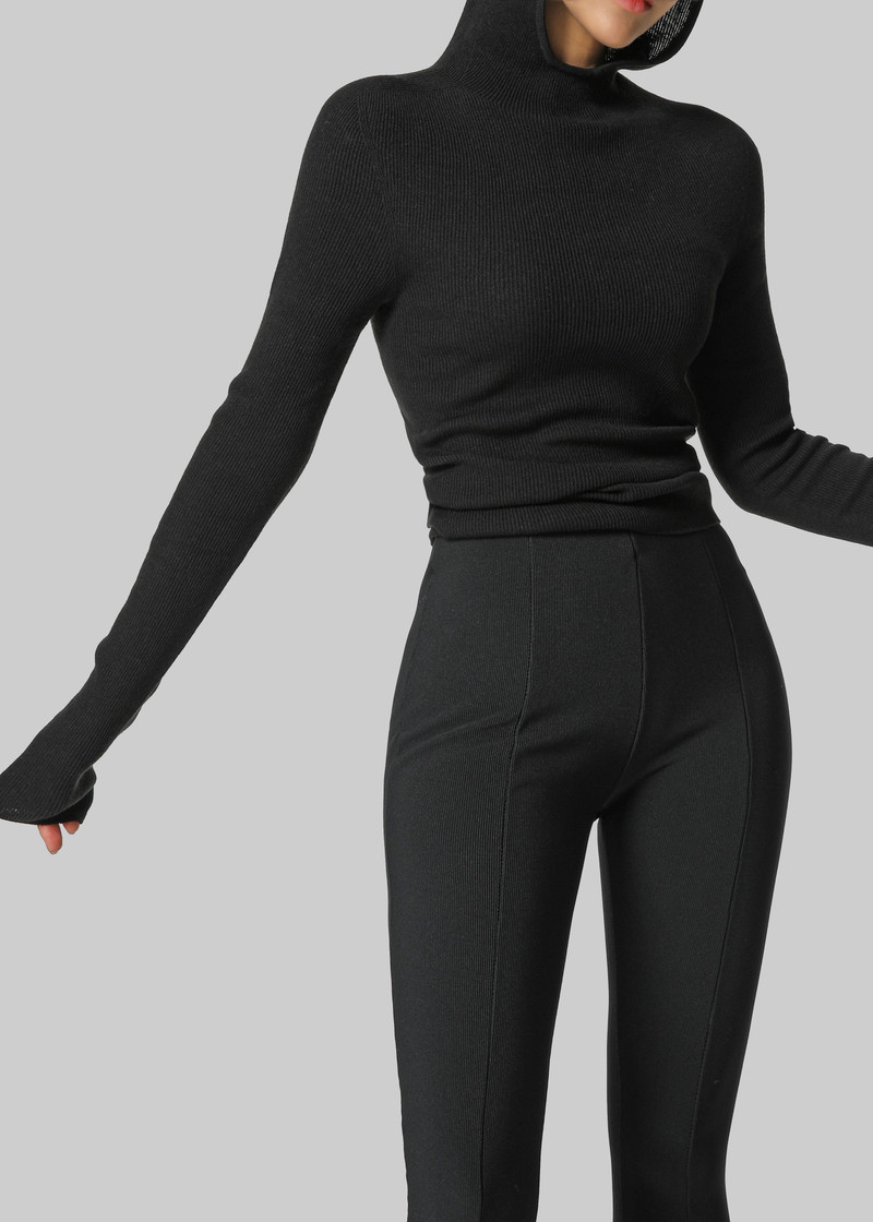 Danae Hooded Knit Top - Black 5