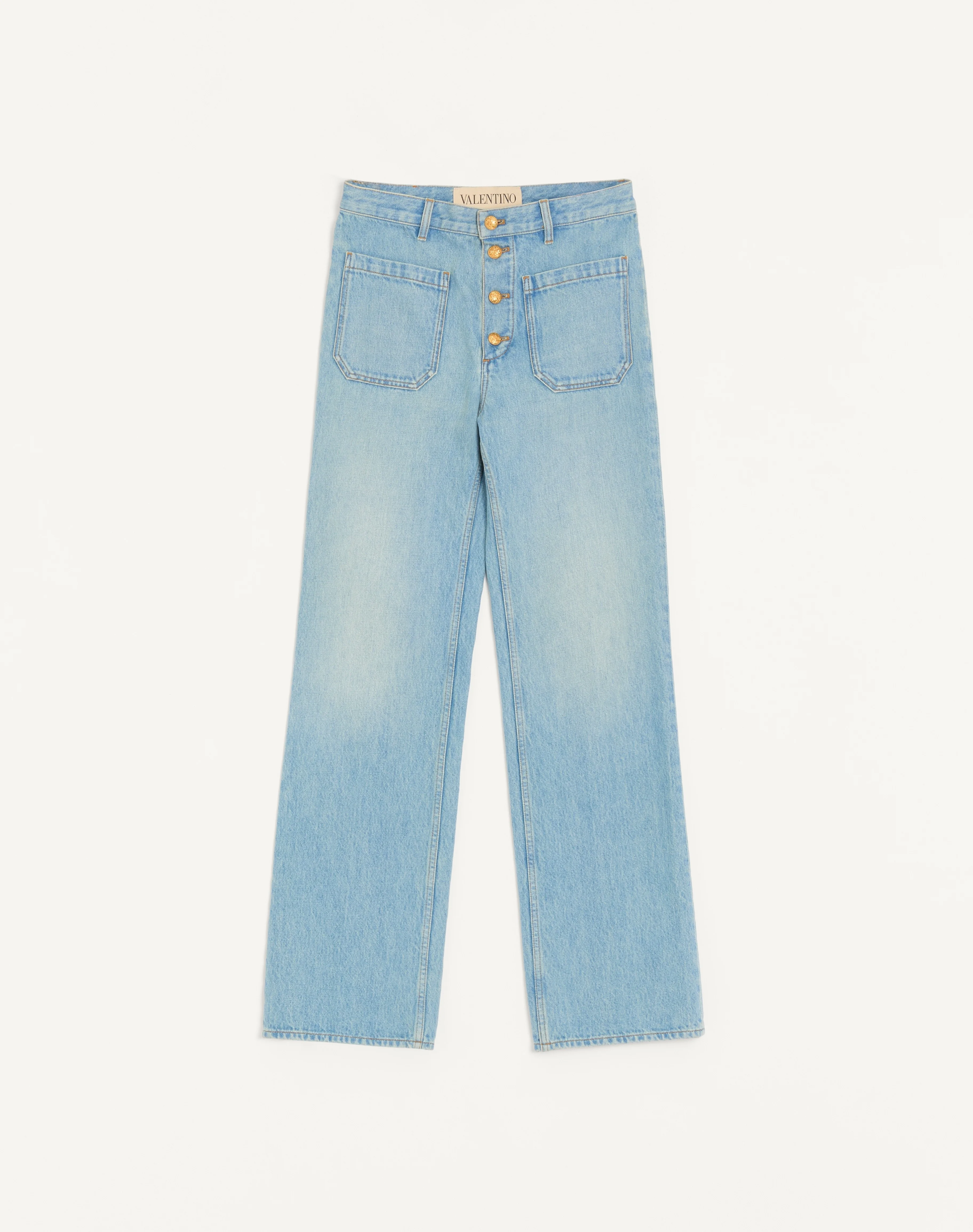 VALENTINO DENIM PANTS WITH GOLD BUTTONS - 1