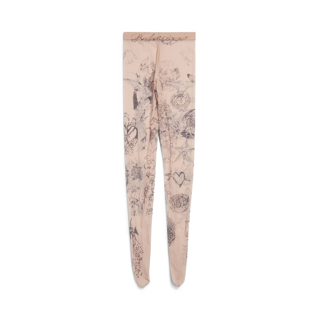Women's Tat Tights in Light Beige - 2