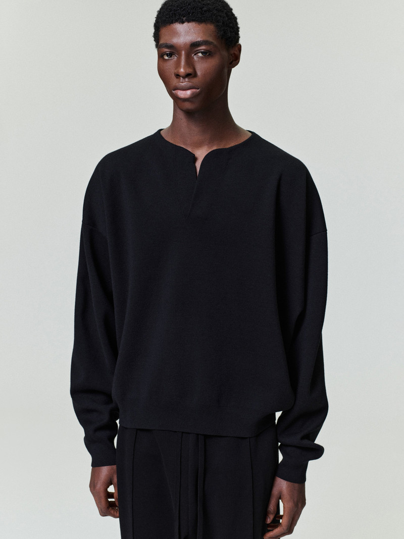Merino Milano Knit Henley Sweater 1