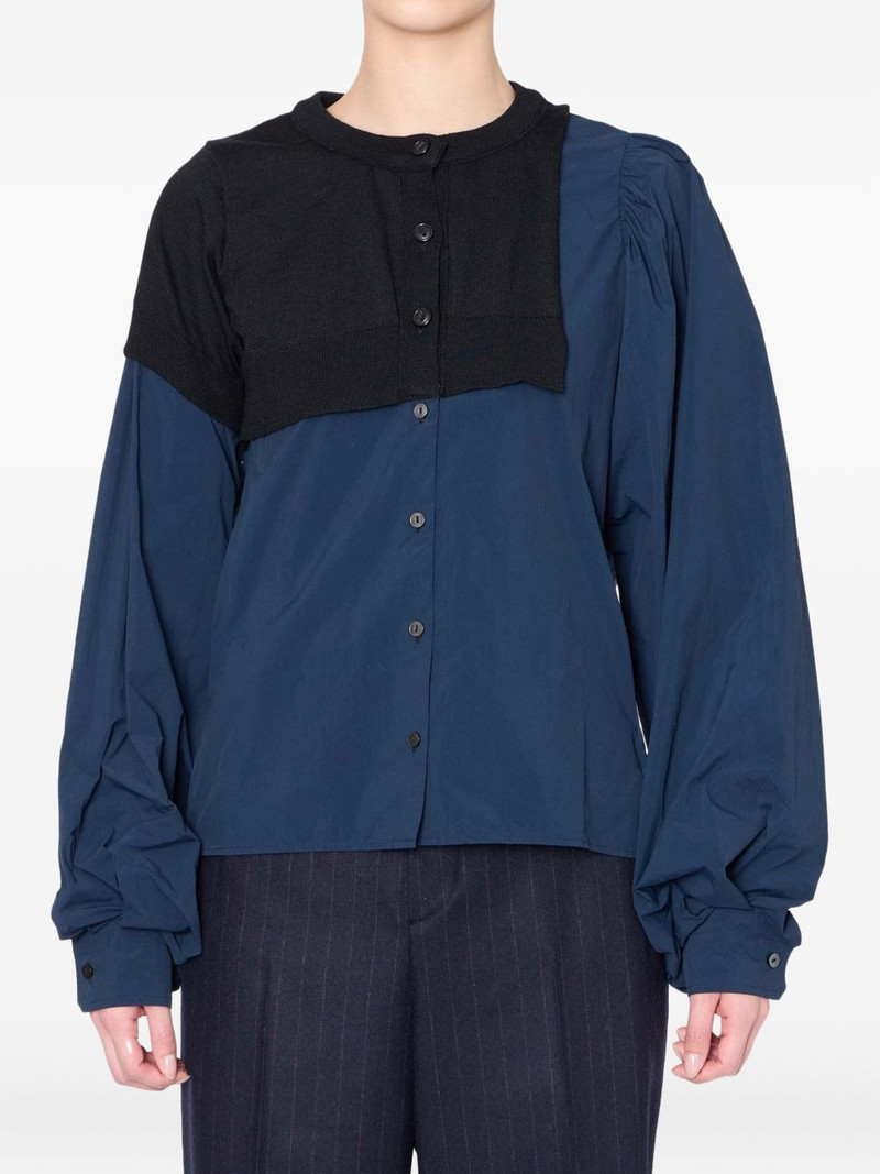 knitted-panel balloon-sleeve top 1