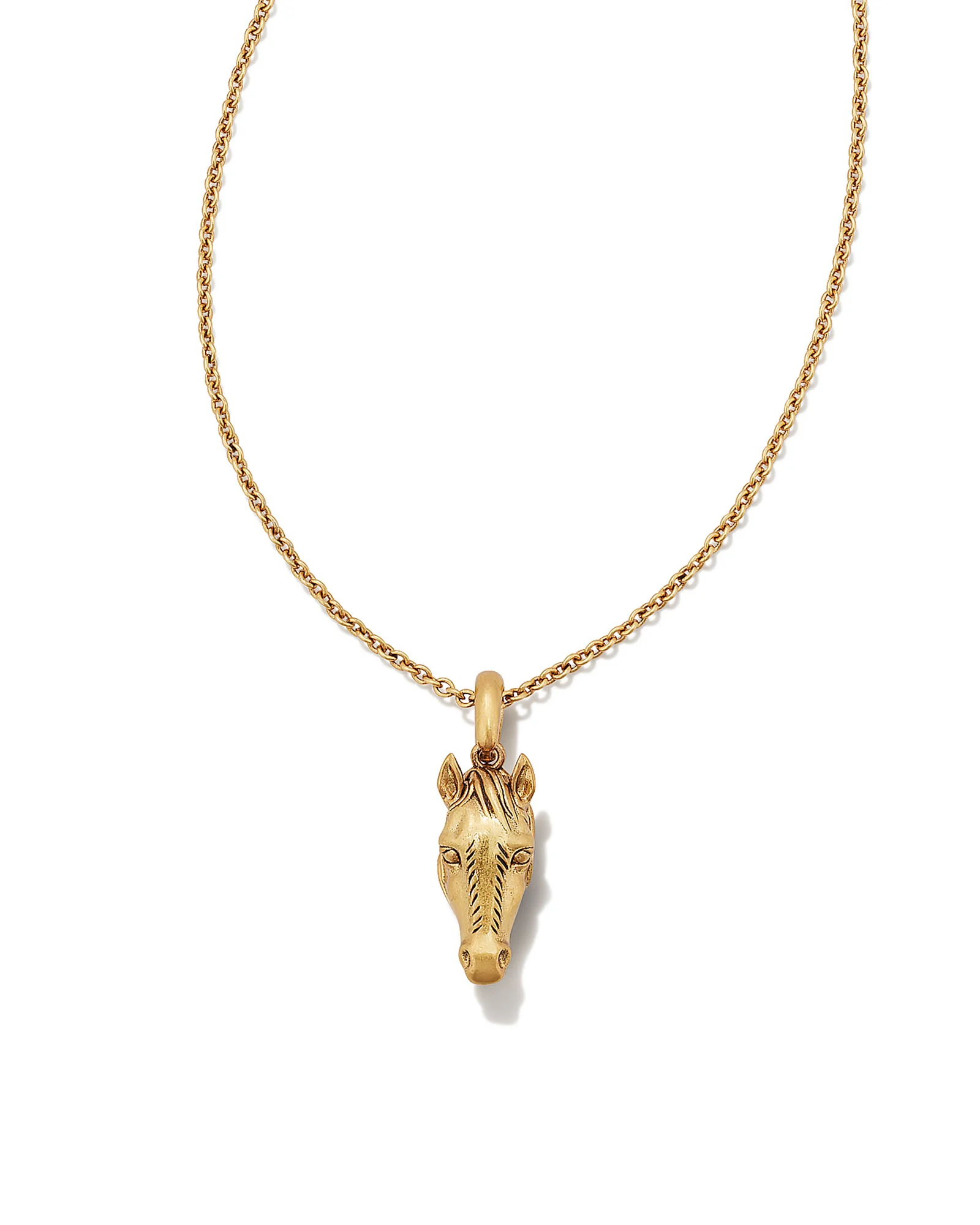 Beau Horse Pendant Necklace in Vintage Gold - 1