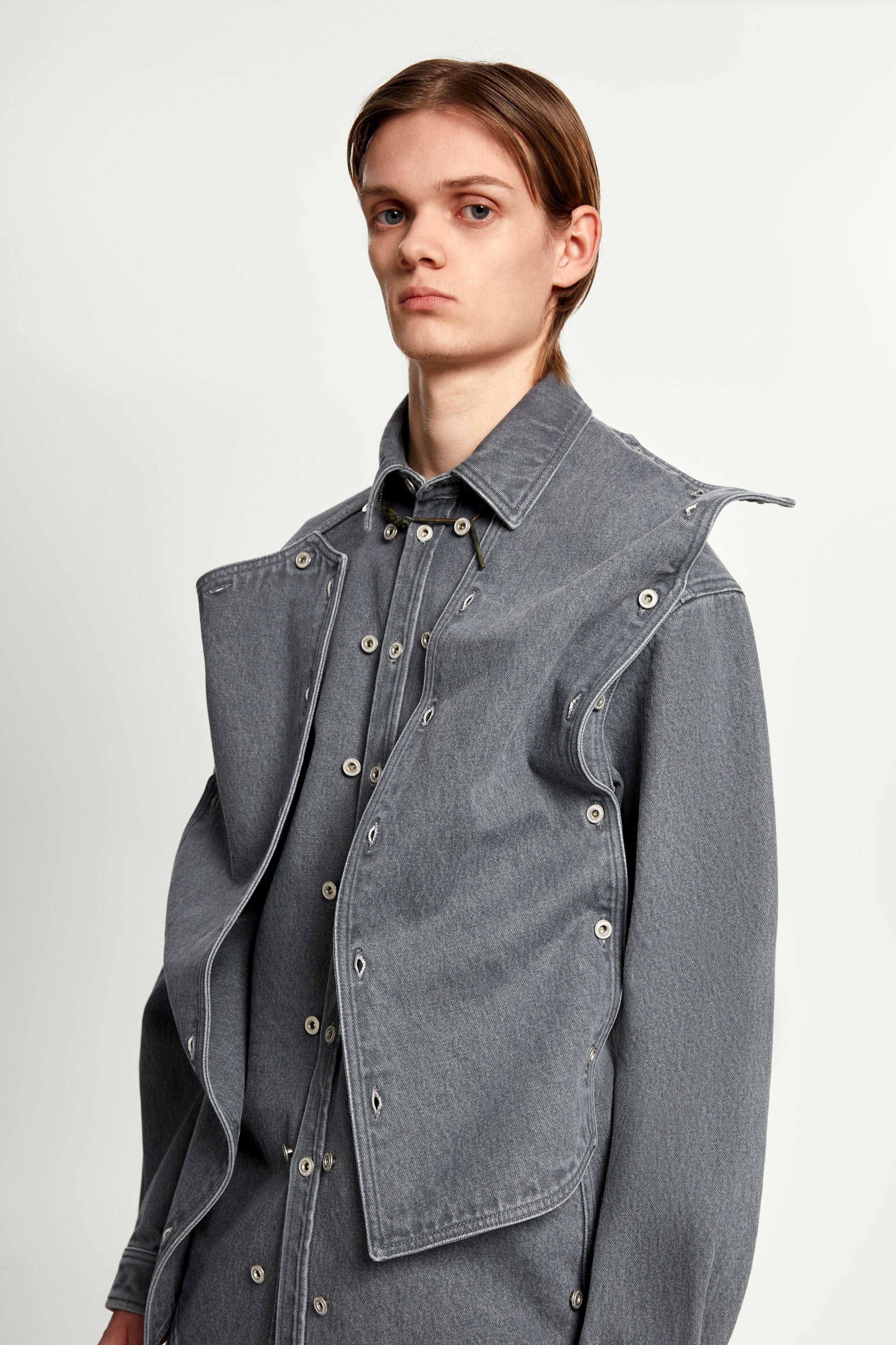 Classic Button Panel Denim Shirt - 9