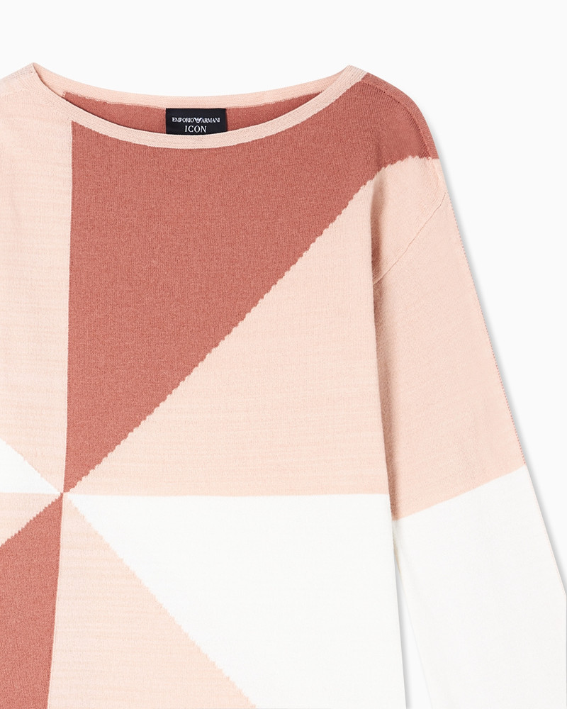 EMPORIO ARMANI ICON JUMPER WITH CHECK INTARSIA MOTIF outlook