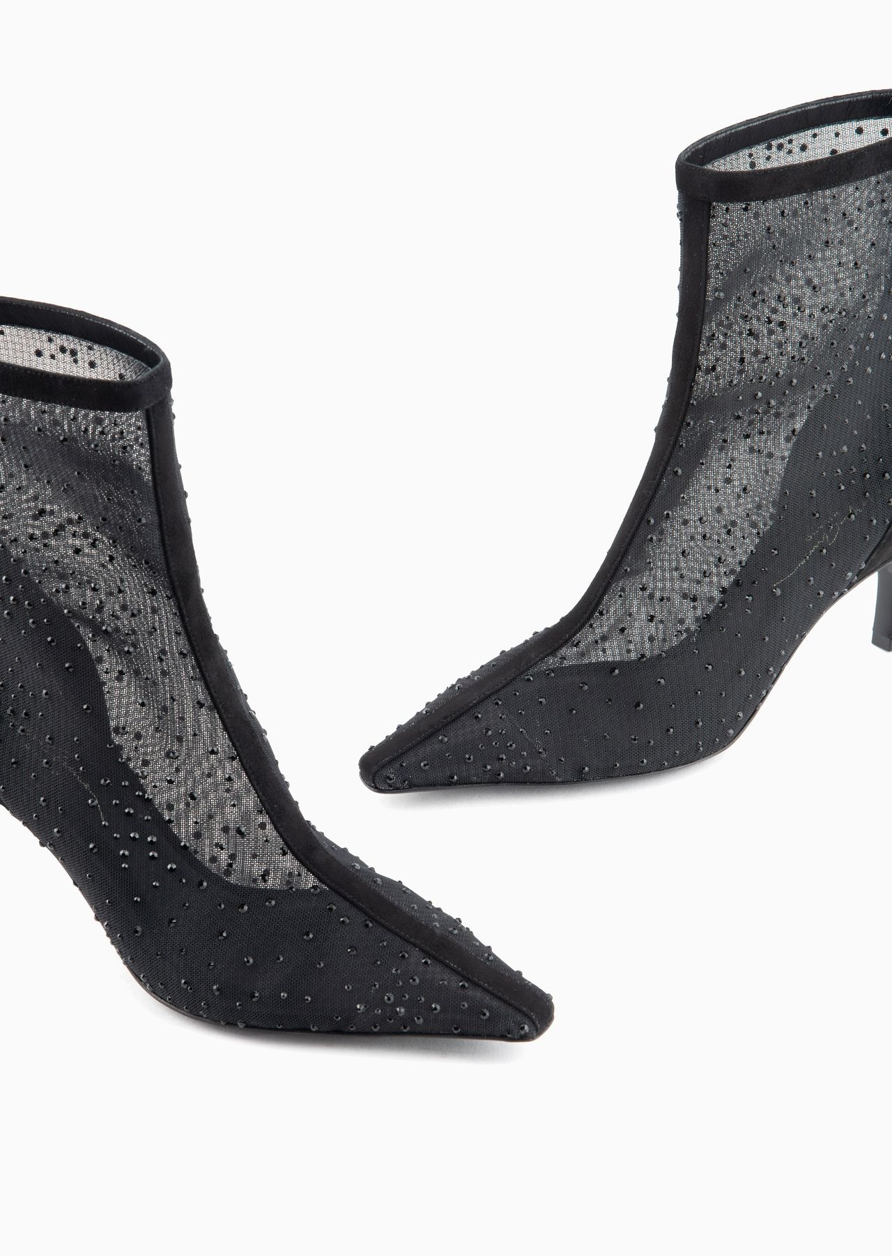 Suede ankle boots with tulle and rhinestones - 5
