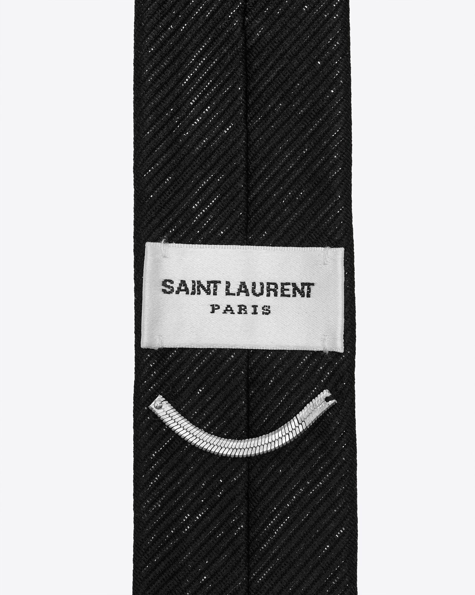 narrow tie in lamé silk jacquard with stripes - 3