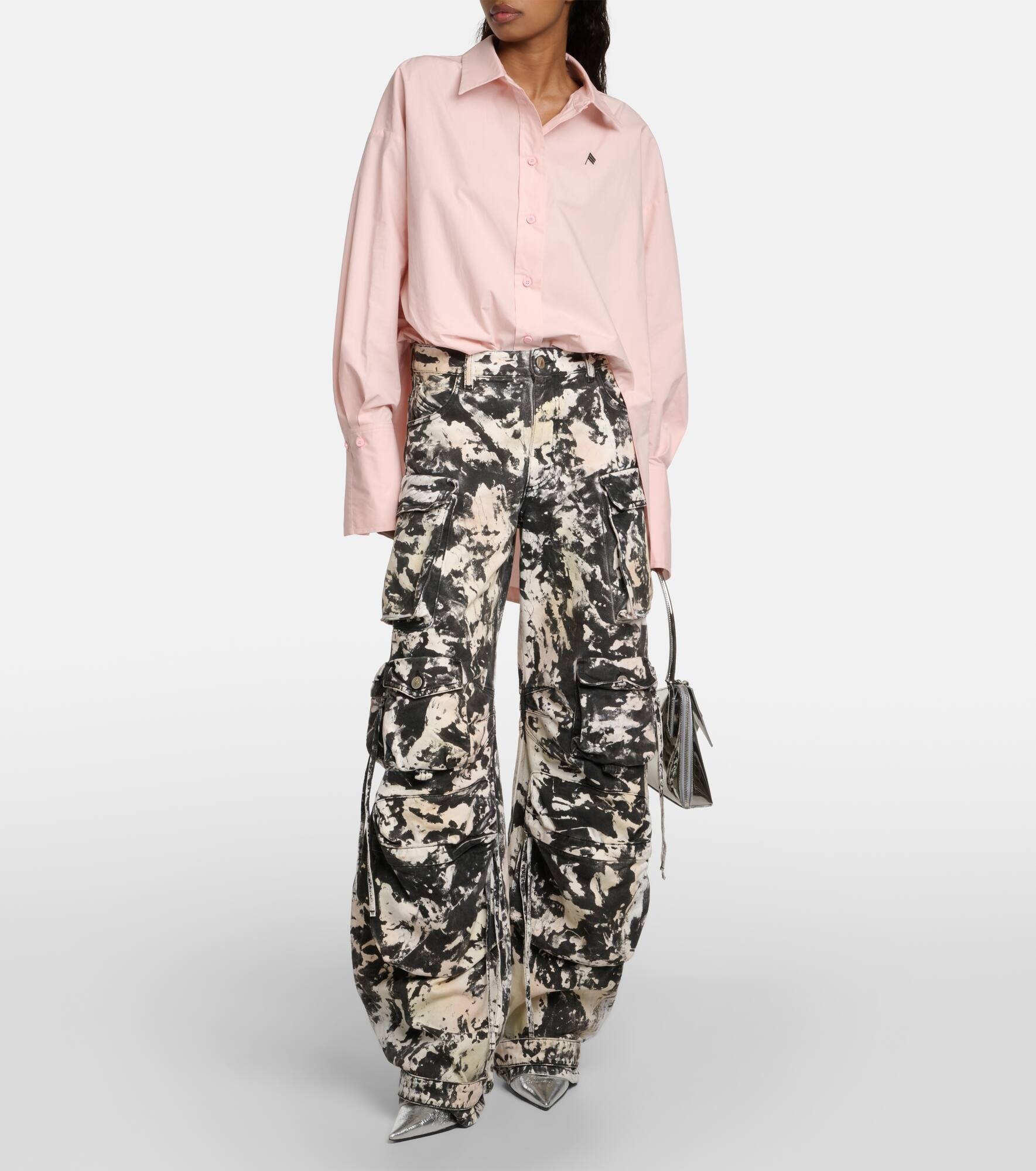 Fern printed mid-rise cargo jeans - 2