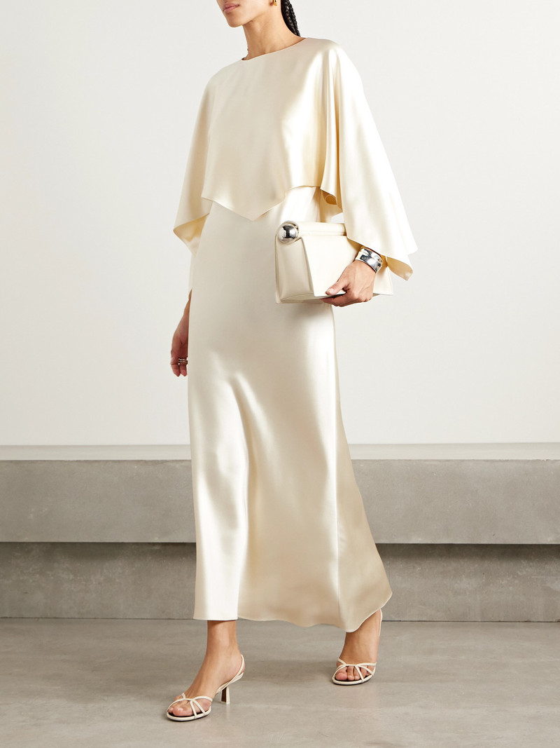 ADAM LIPPES Larys Layered Asymmetric Cape-effect Silk-charmeuse Maxi Dress outlook