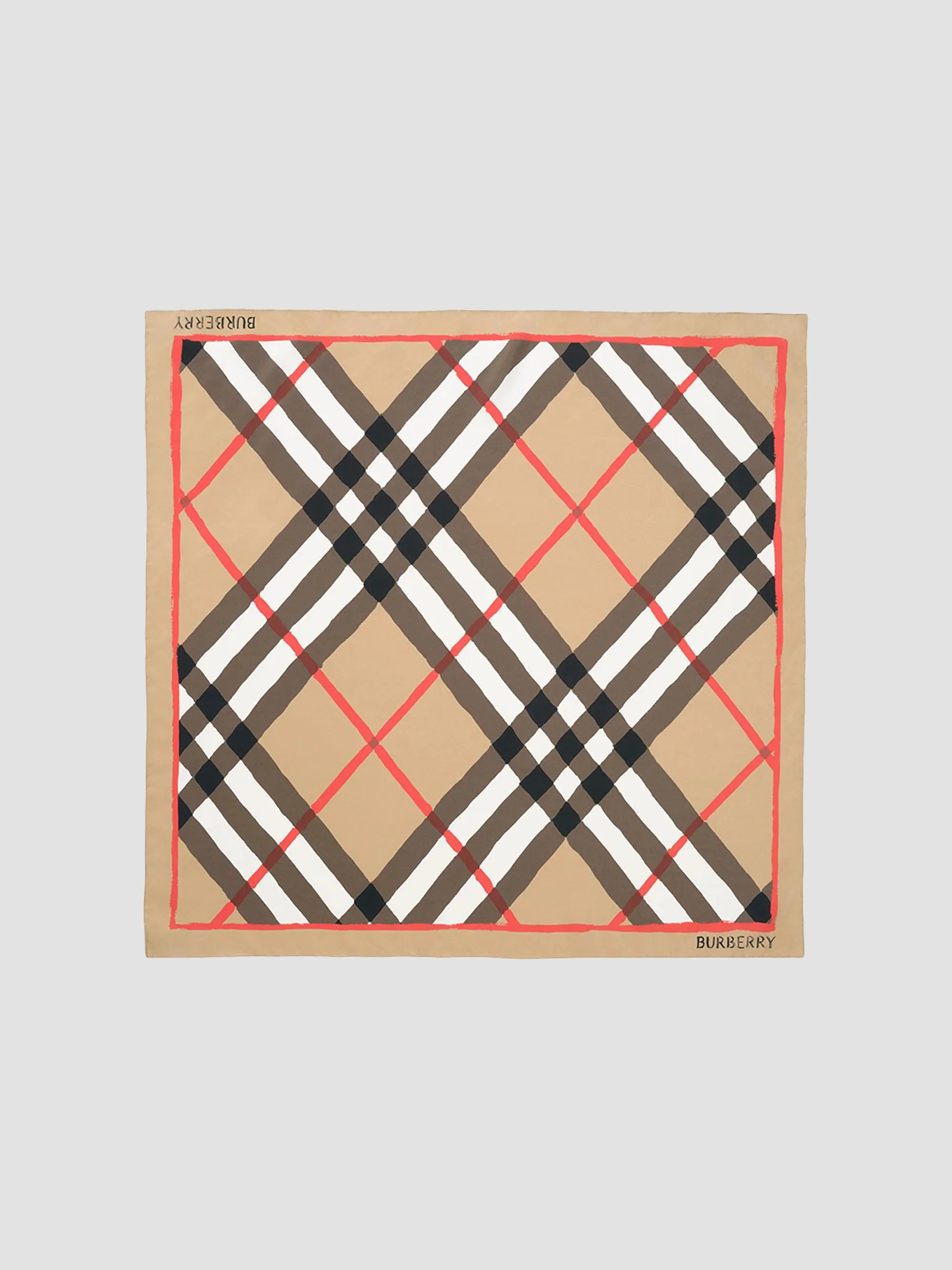 Women's Watercolor Check Silk Scarf - Archive Beige - 1
