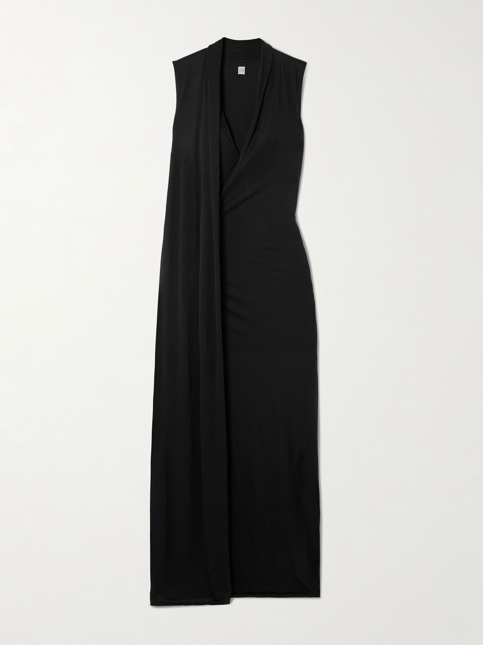 Draped layered jersey maxi dress Black - 1
