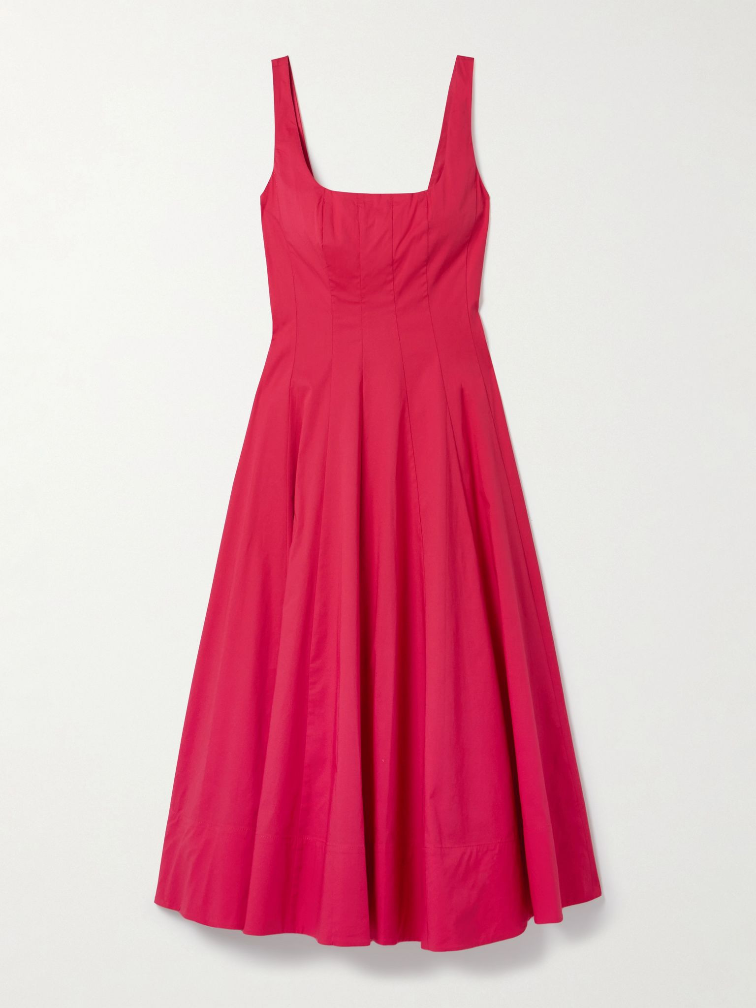 Wells pleated cotton-blend poplin midi dress Red - 1