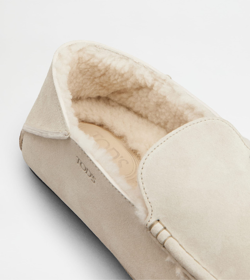 SLIPPER LOAFERS IN SUEDE - OFF WHITE 6
