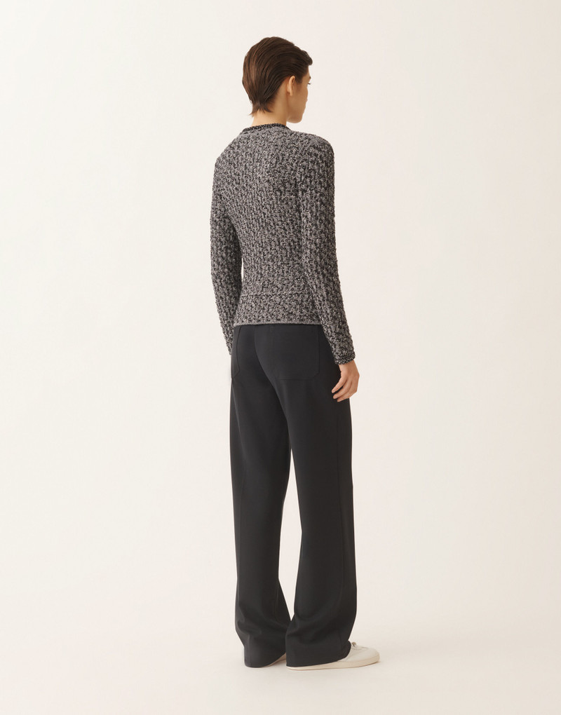 Dark blue sequin tweed jacket with a denim effect 4