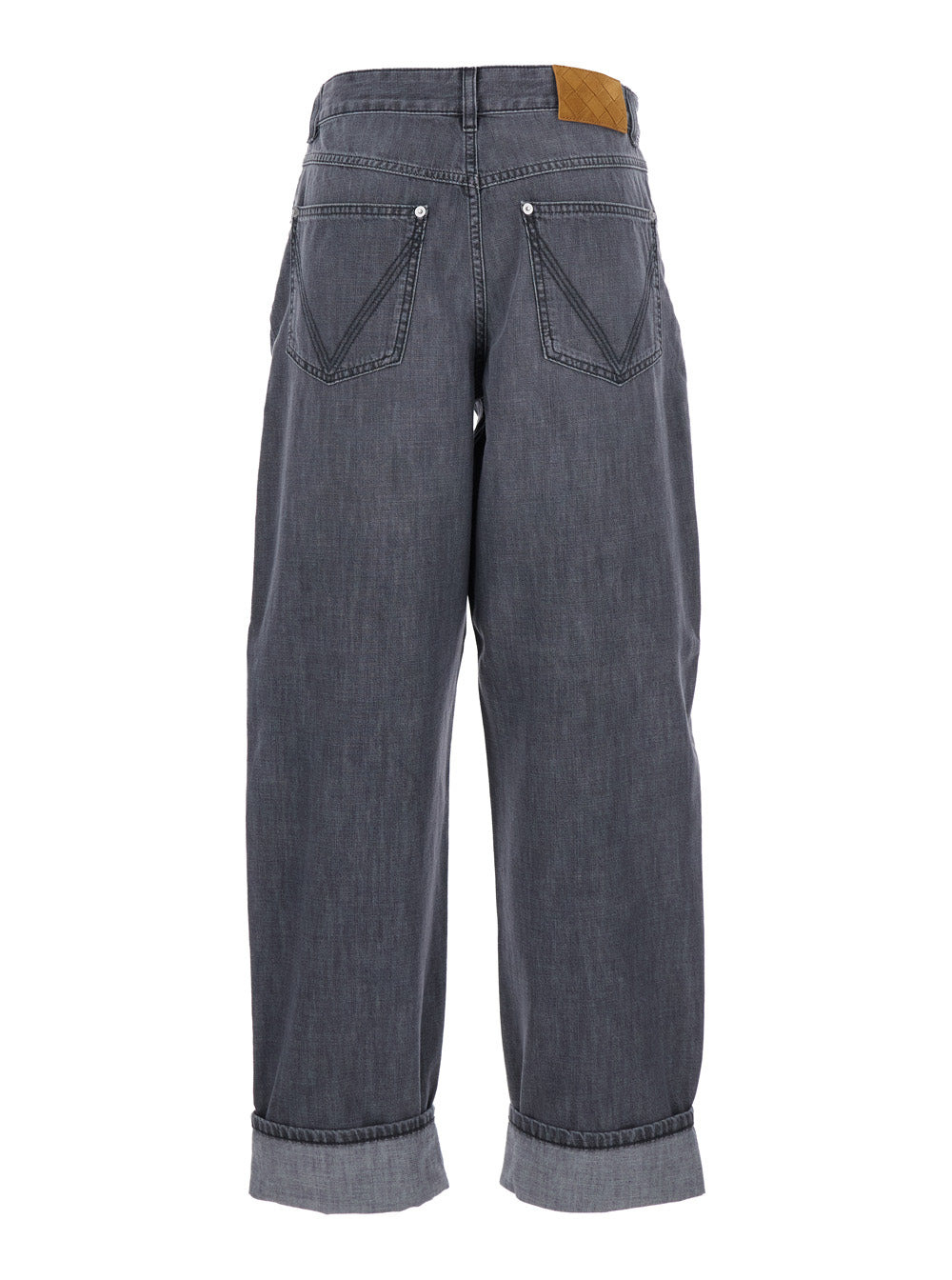 Bottega Veneta Women Grey Jeans With Logo Patch On The Rear And Turn-Up Cuffs In Denim Woman - 2