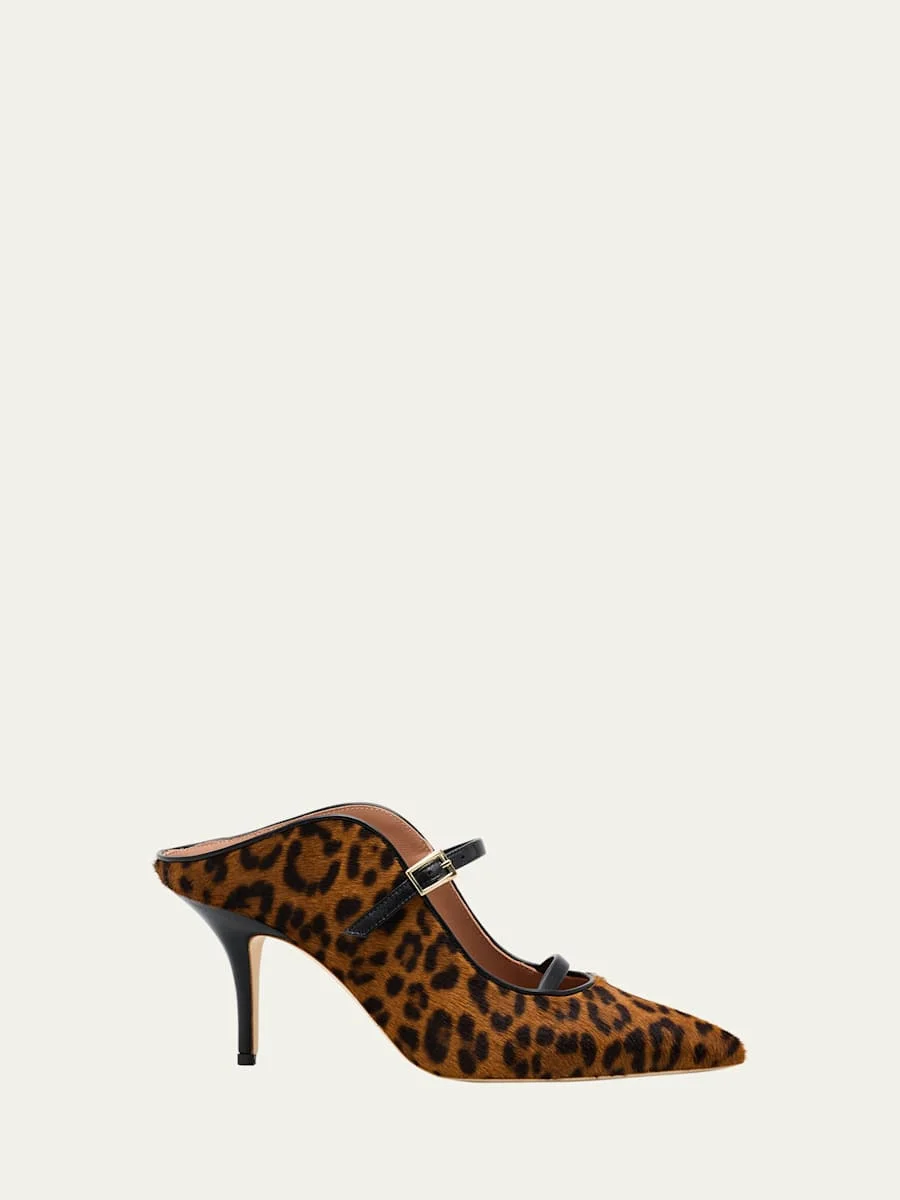 Gala Leopard-Printed Calf Hair Mule Pumps - 1