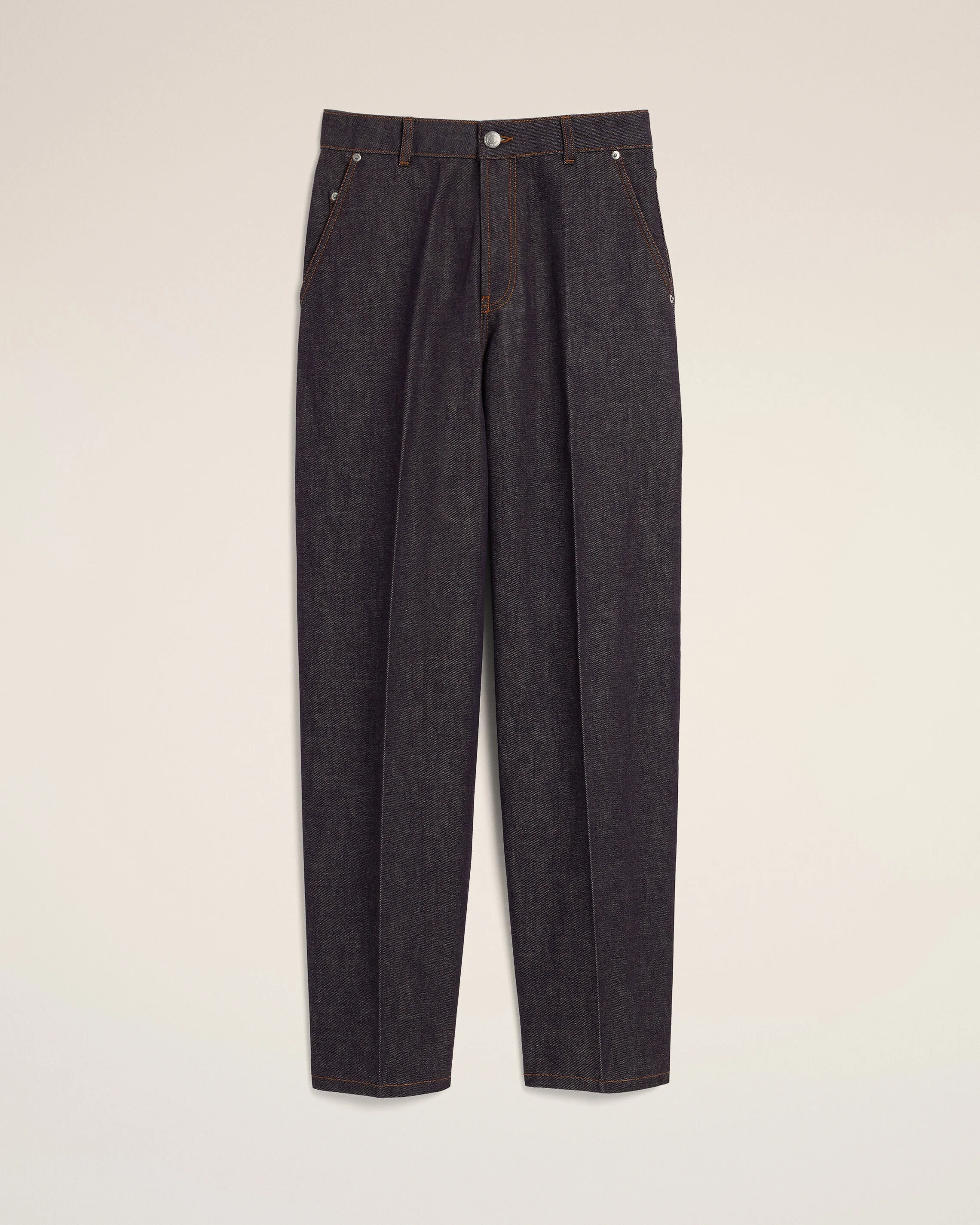 BLUE BALLOON-FIT COTTON JEANS - 1