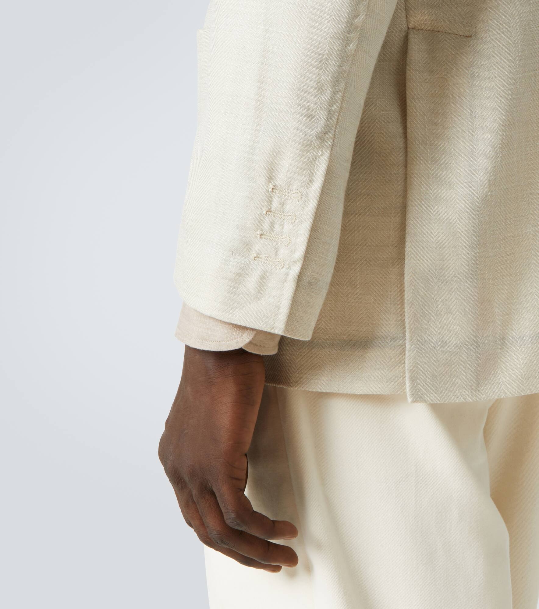 Herringbone wool, silk, and linen blazer - 7