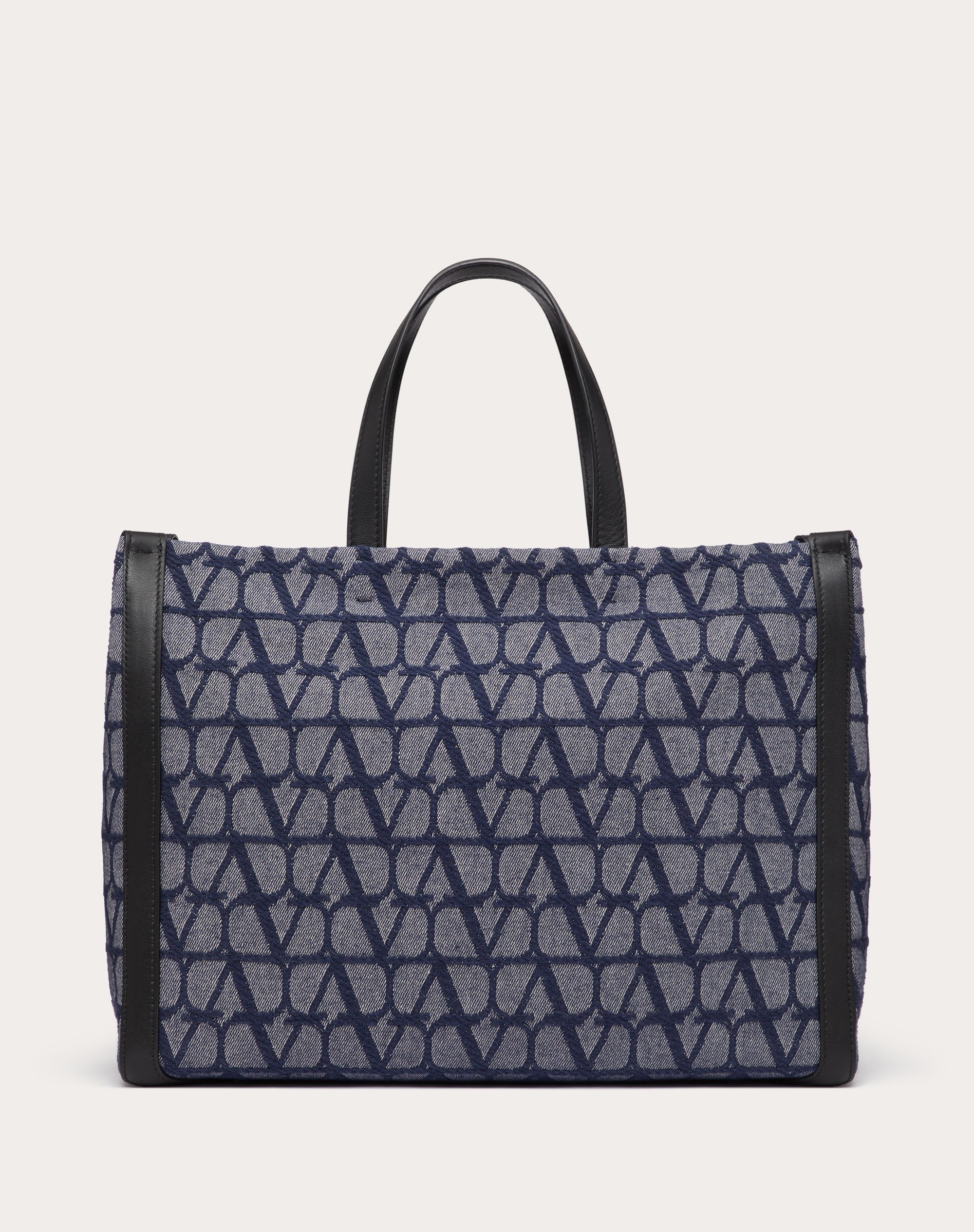 TOILE ICONOGRAPHE MEDIUM SHOPPER IN JACQUARD FABRIC WITH DENIM EFFECT - 1