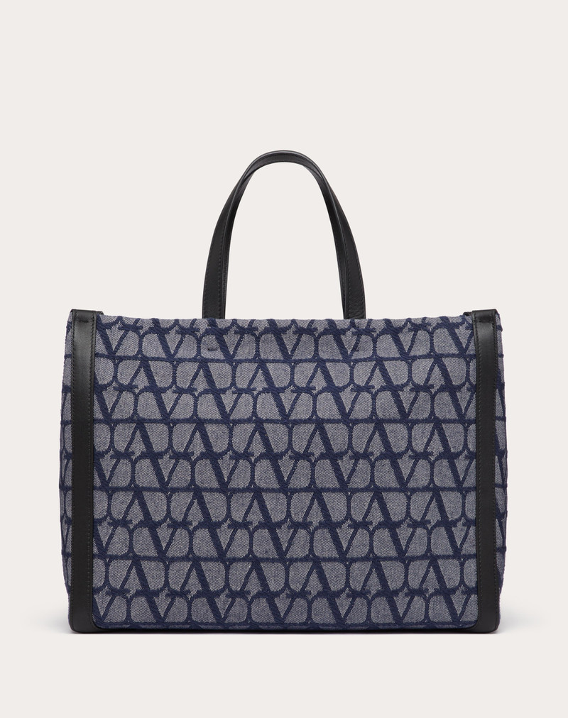 TOILE ICONOGRAPHE MEDIUM SHOPPER IN JACQUARD FABRIC WITH DENIM EFFECT 1
