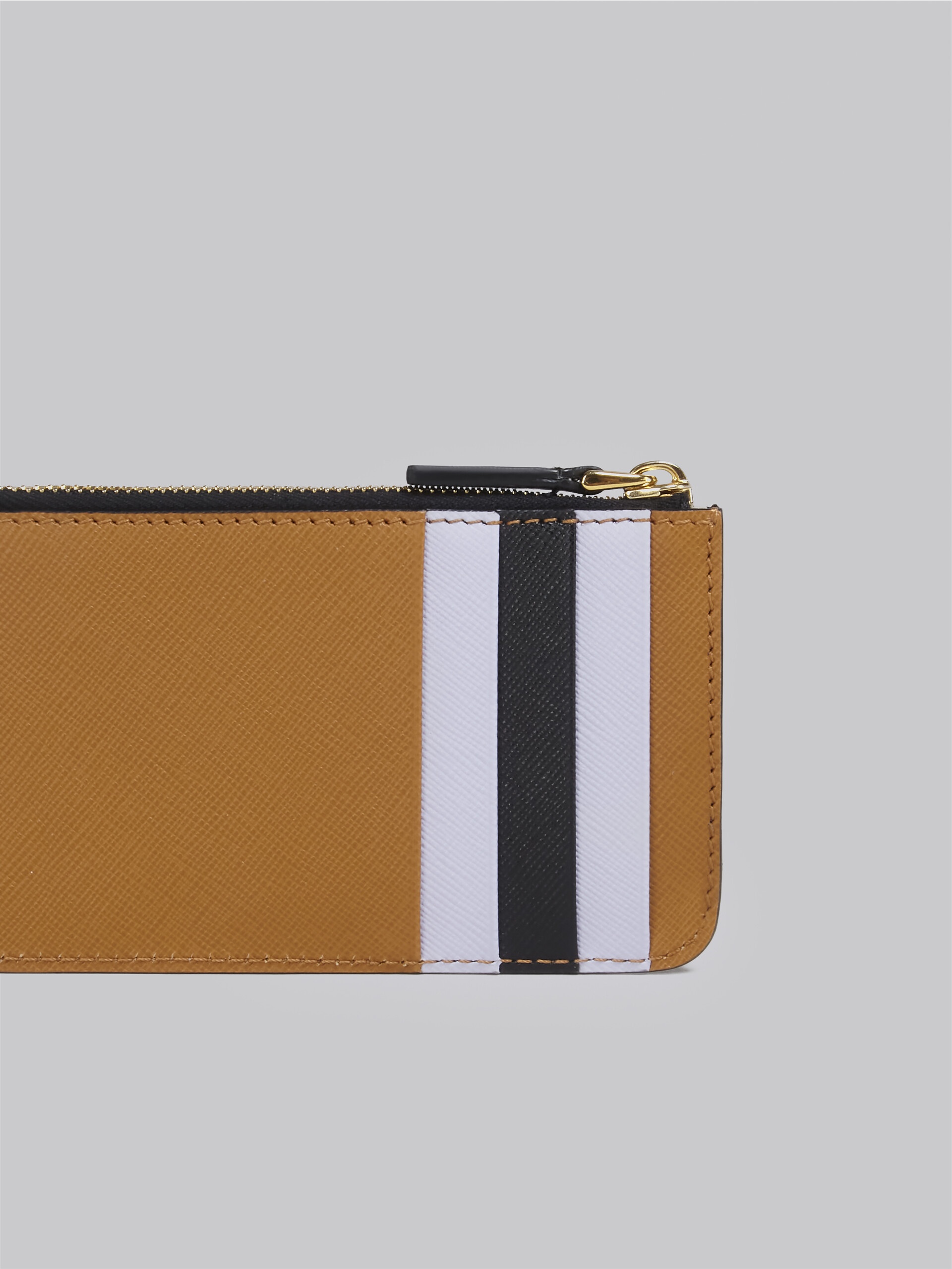BROWN LILAC AND BLACK SAFFIANO LEATHER CARD CASE - 3