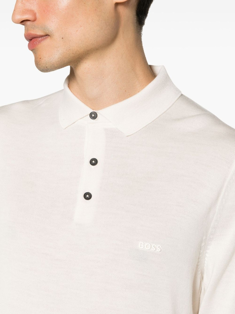 logo-embroidered virgin wool polo shirt 5