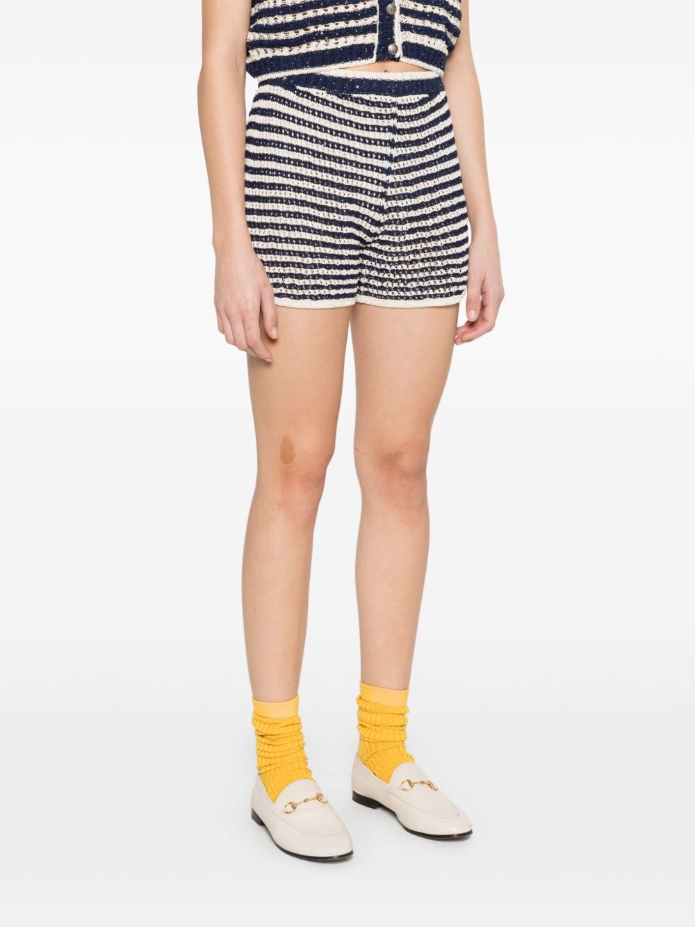 striped knit shorts - 3
